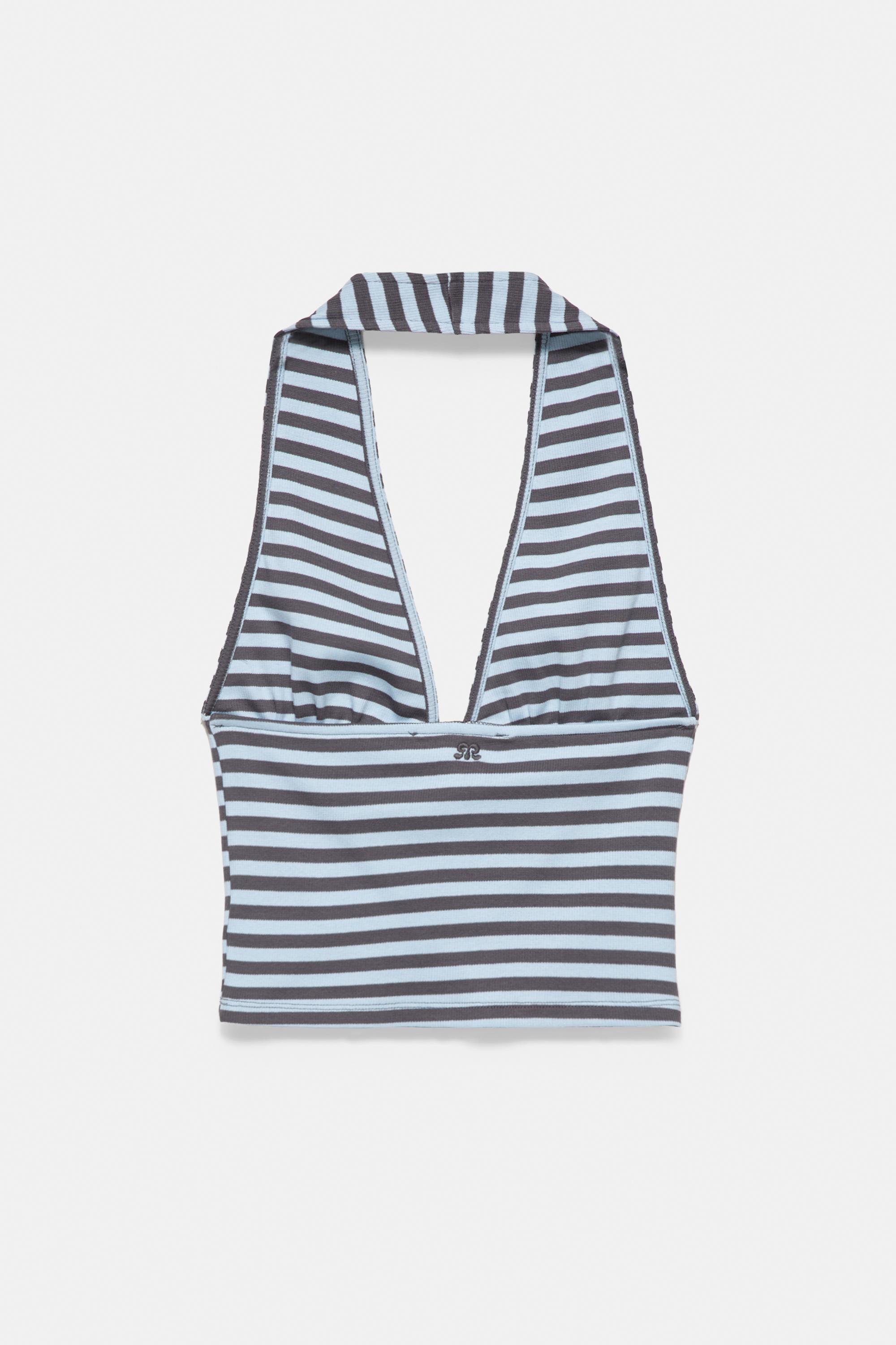 Striped halter top — Bluish grey