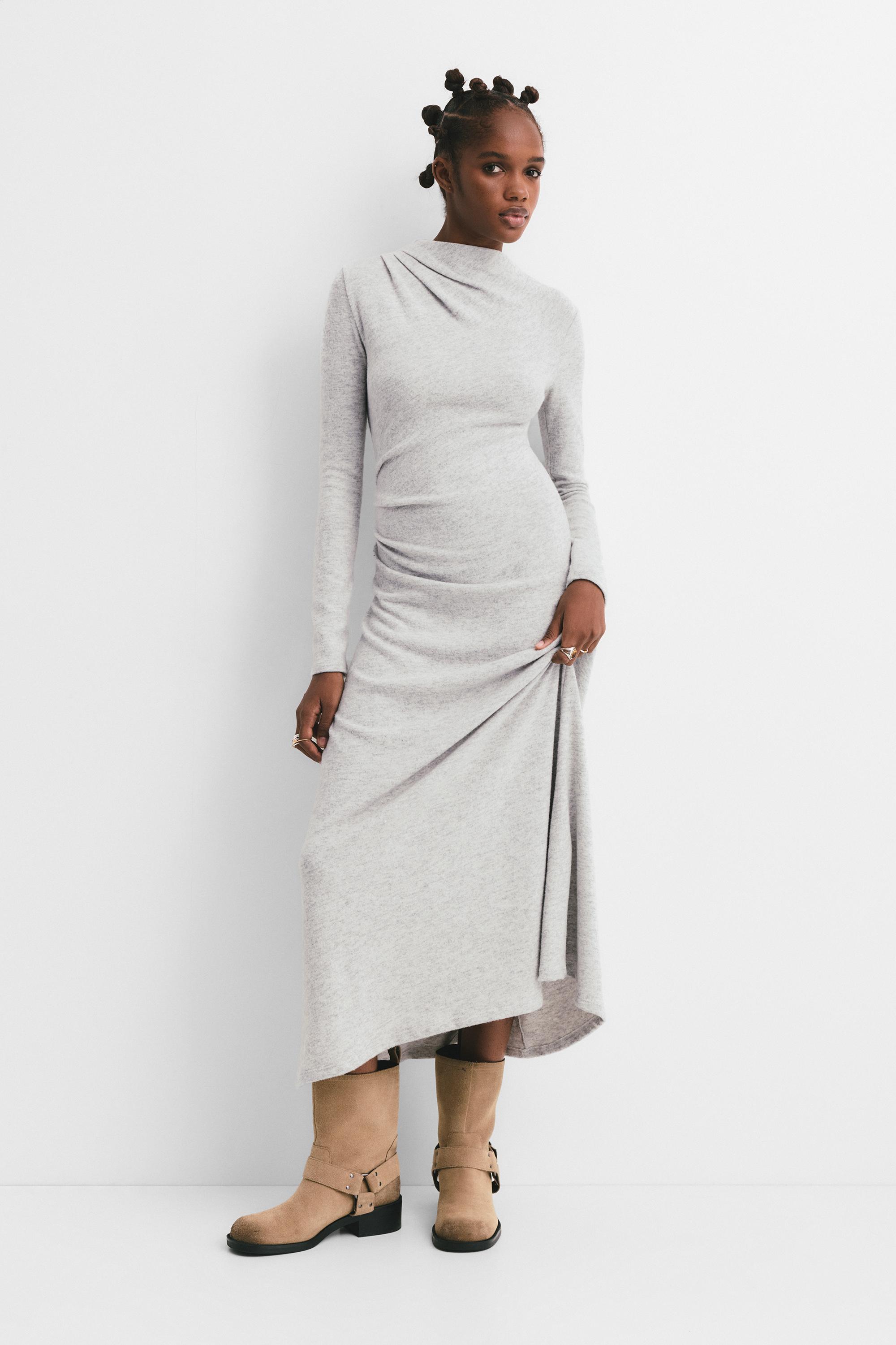 Soft-Touch-Midikleid Mit Raffungen