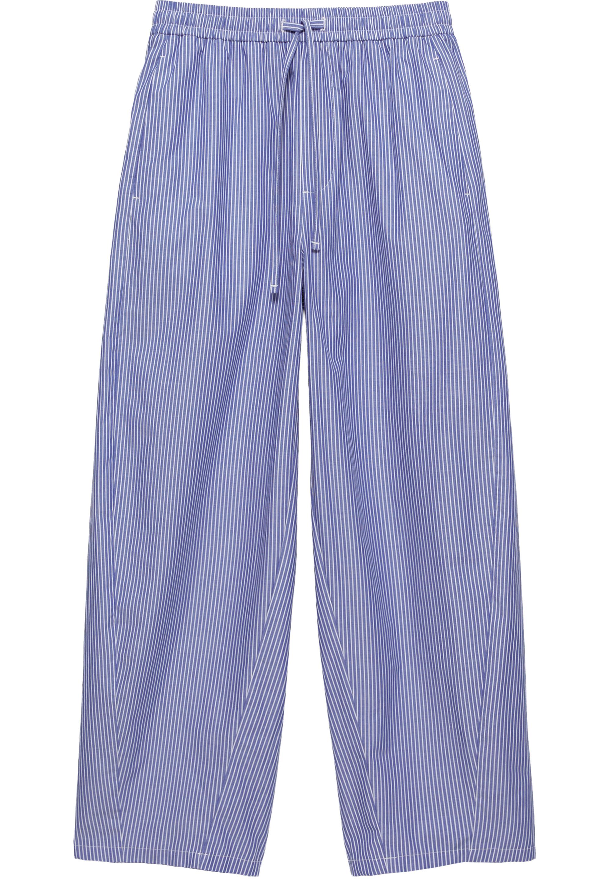 Relaxed fit striped pyjama-style trousers — Blue