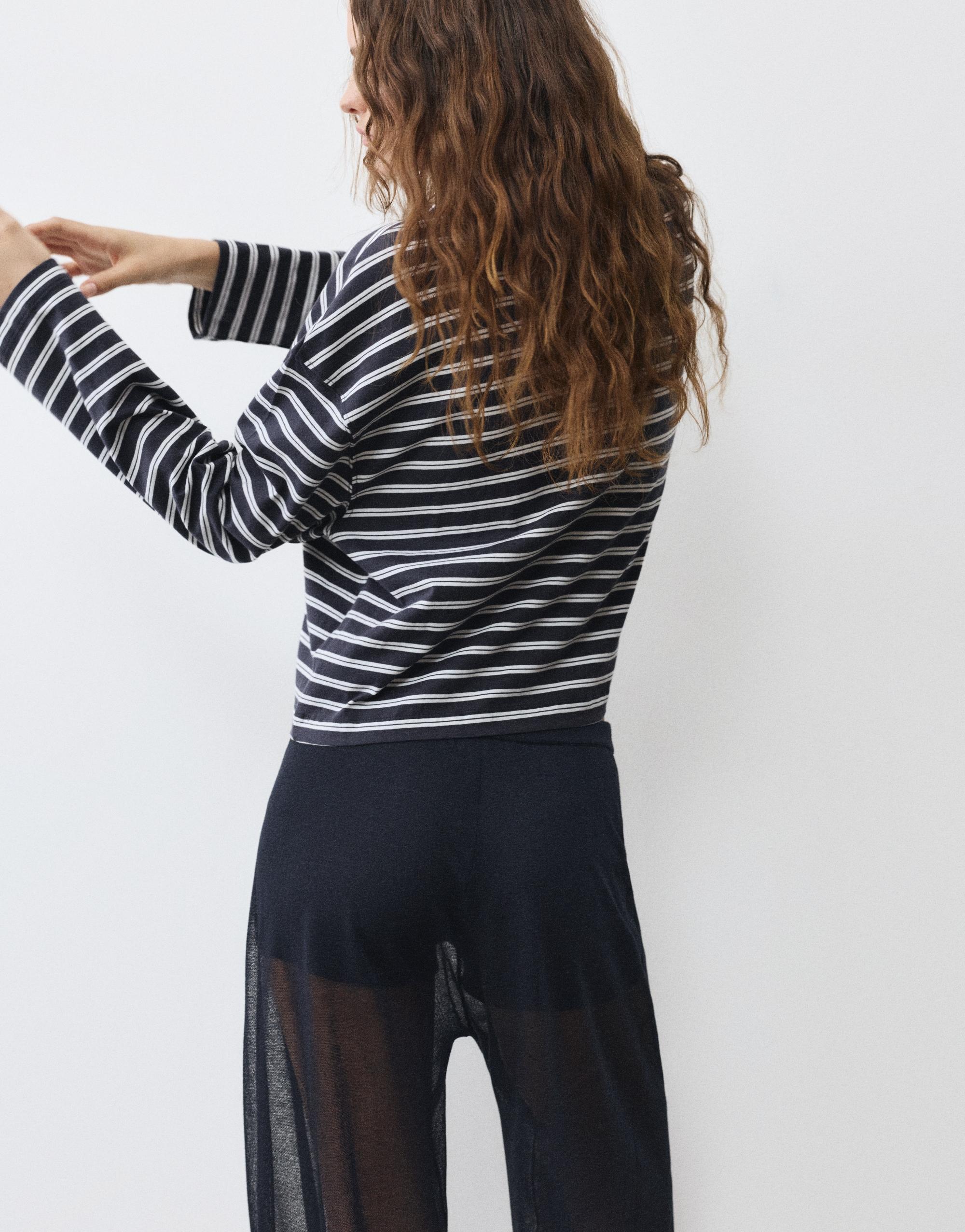 Boxy-fit long sleeve T-shirt — Striped