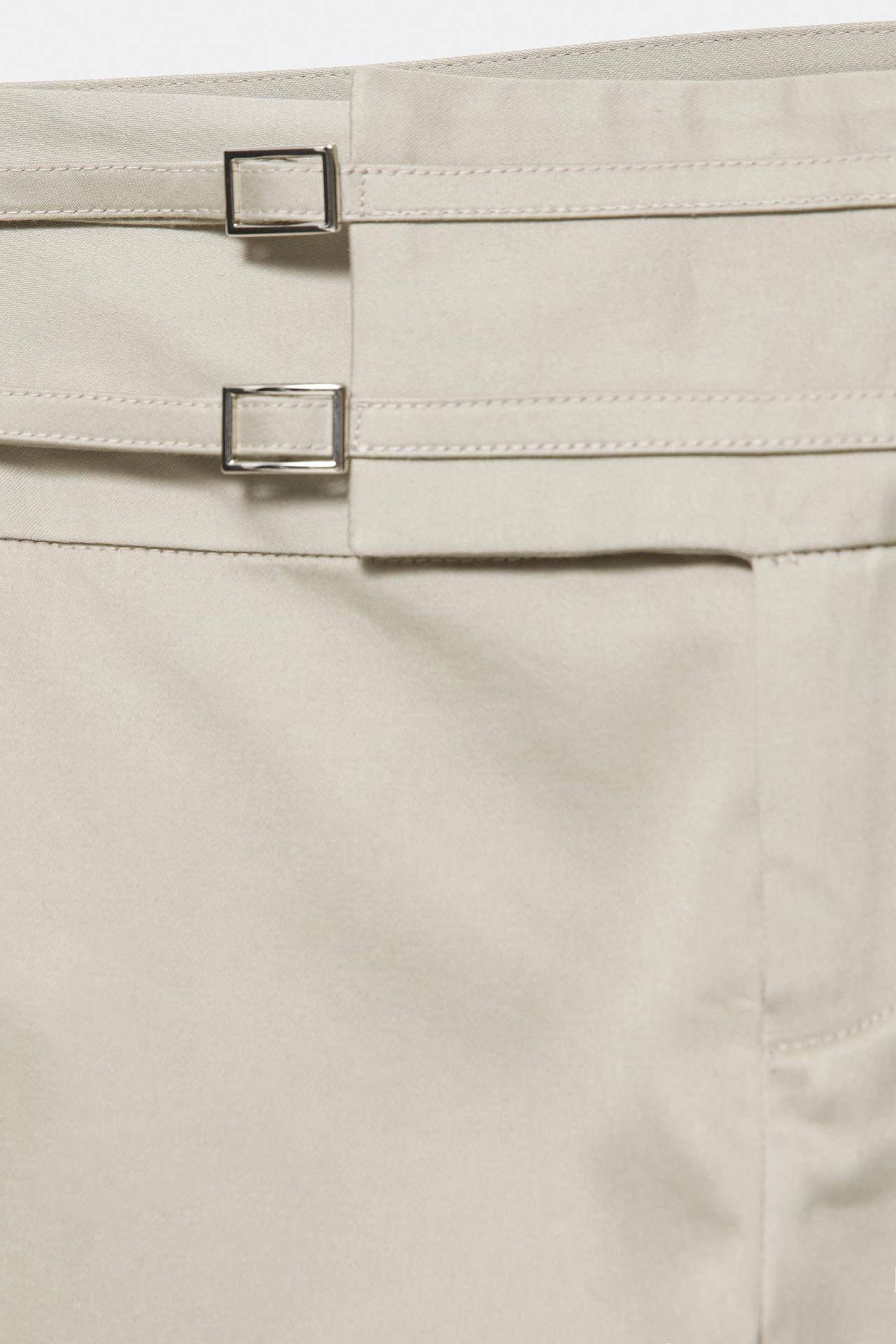 Straight-leg buckle trousers — Light camel