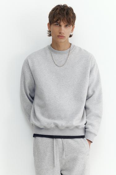 Relaxed fit round neck sweatshirt — Grey marl 1
