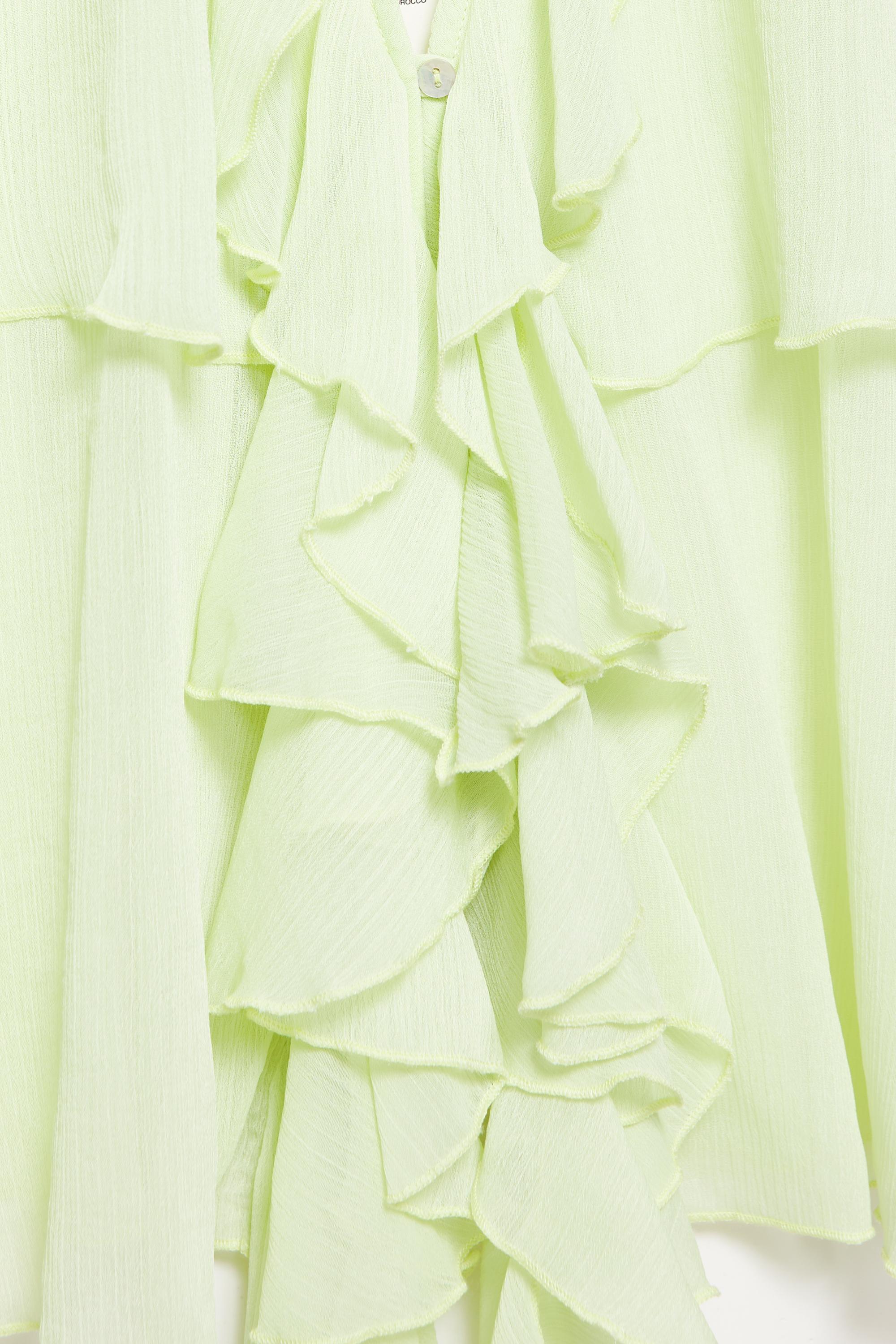 Halter top with ruffles — Apple green