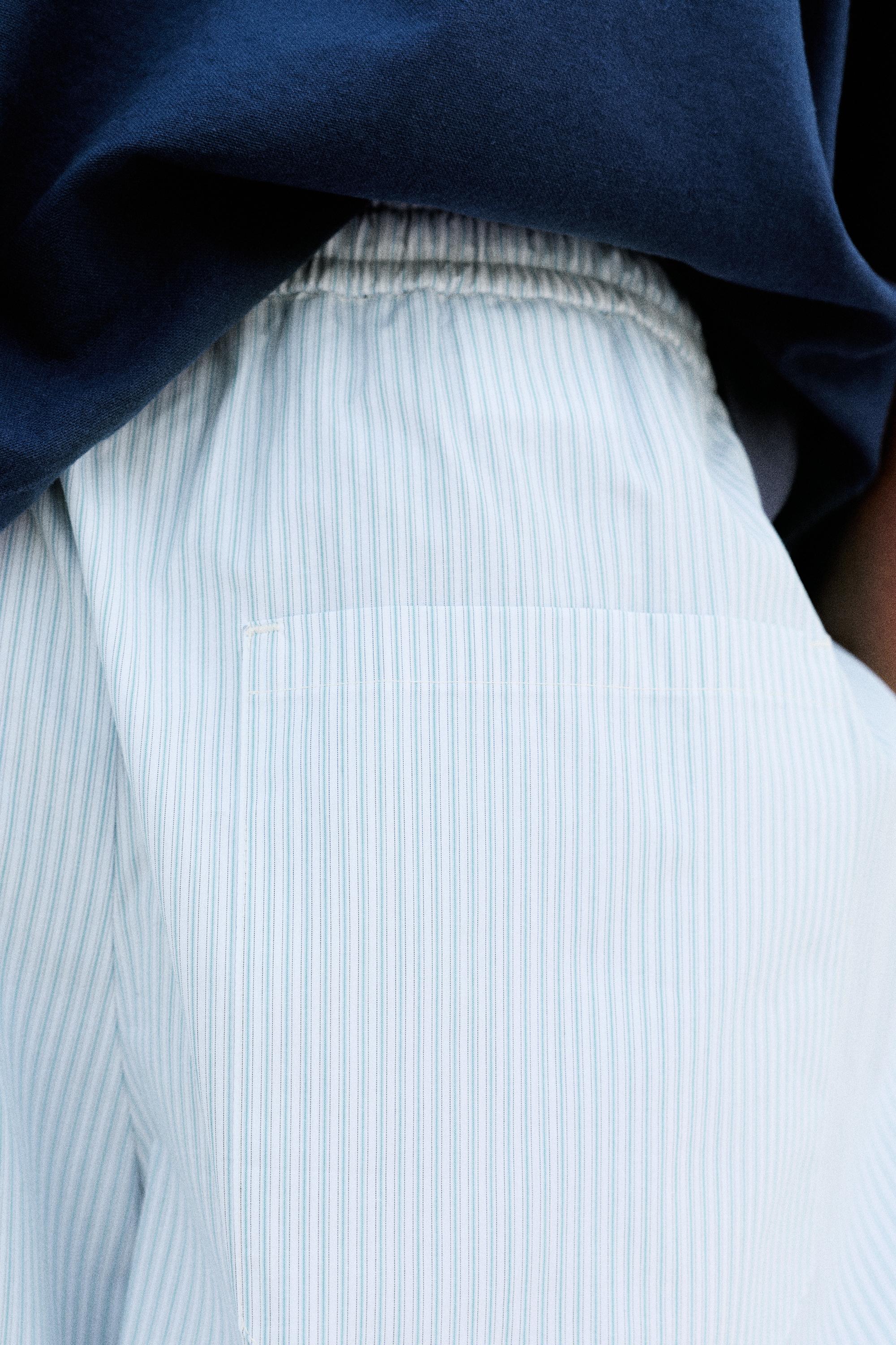 Relaxed fit striped pyjama-style trousers — Pale blue
