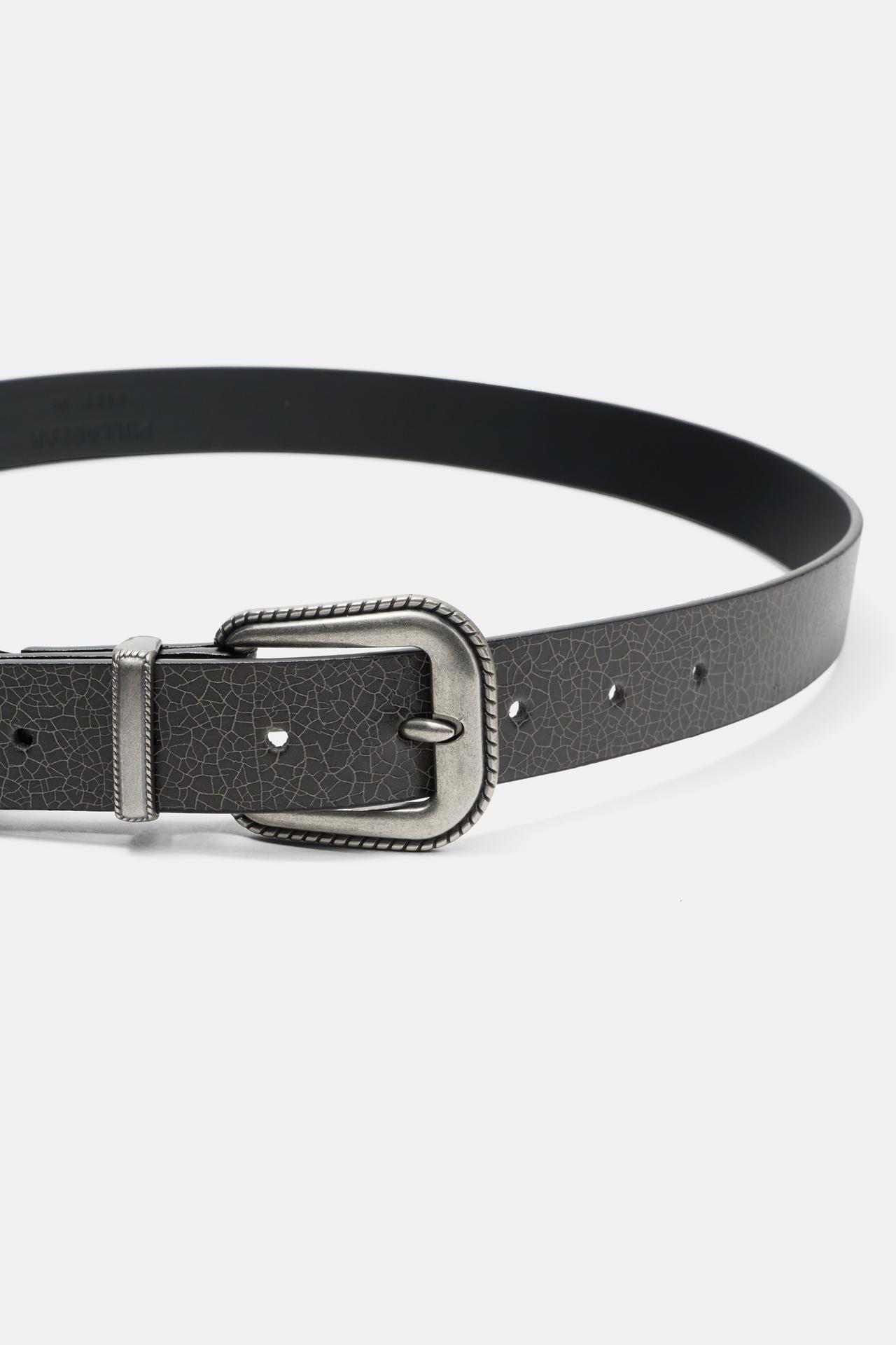 Crackled leather effect belt — Black