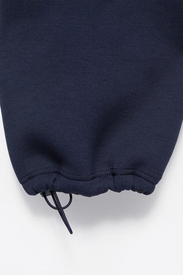 Neoprene-effect baggy trousers — Navy 8