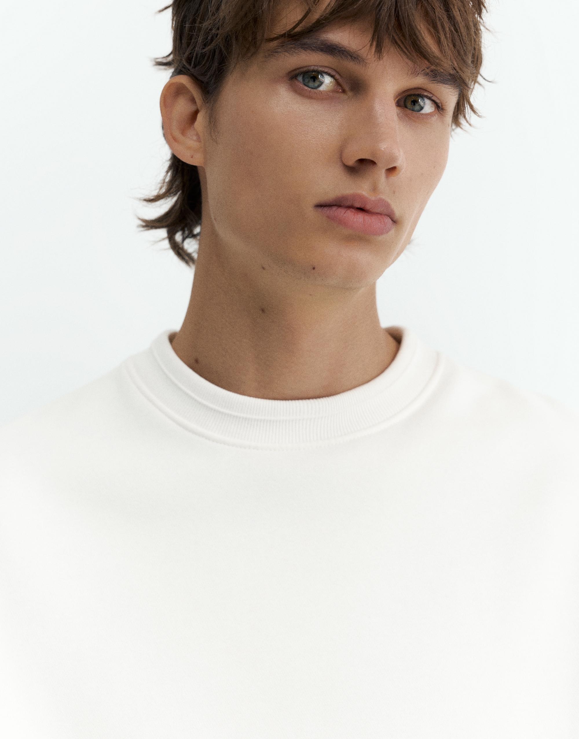 Relaxed fit round neck sweatshirt — Off white
