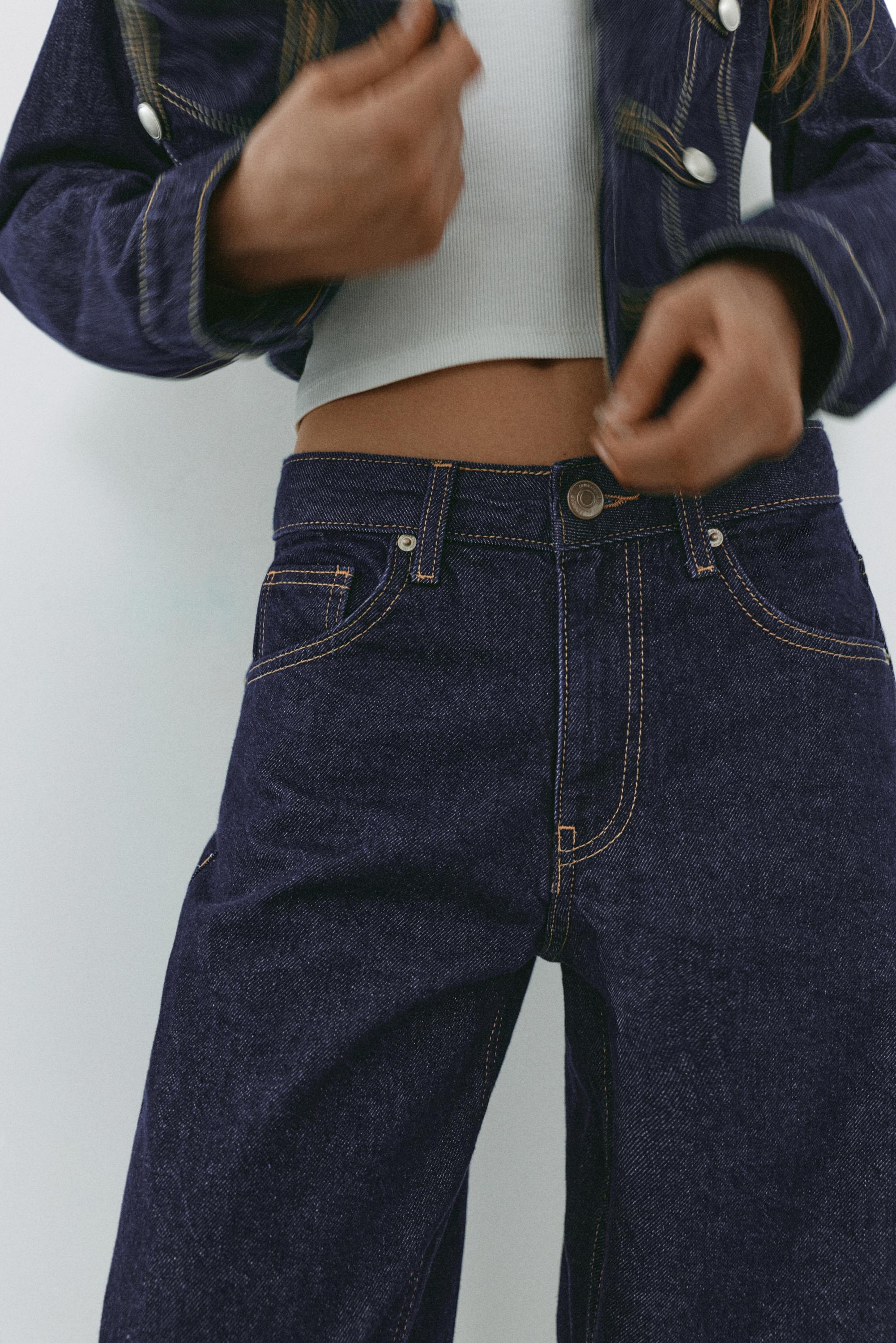 Low-rise barrel jeans — Navy