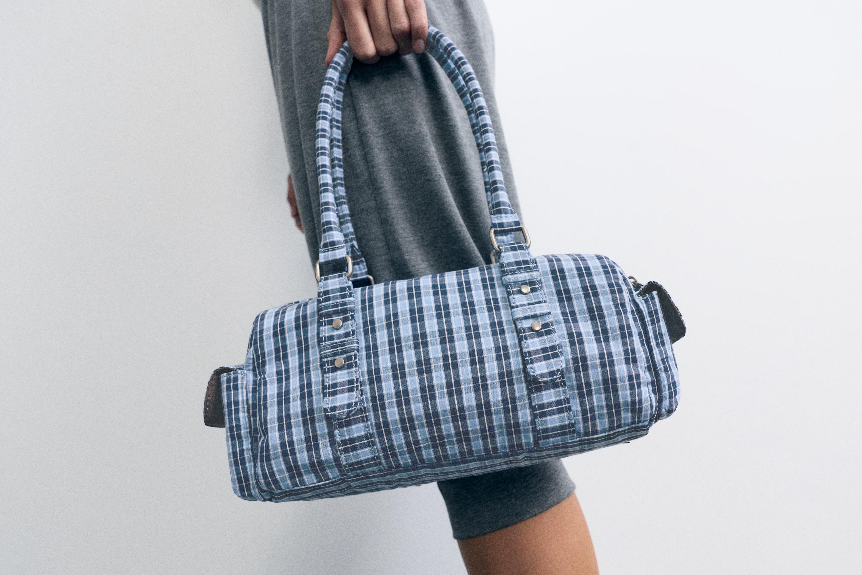 Check shoulder bag — Blue