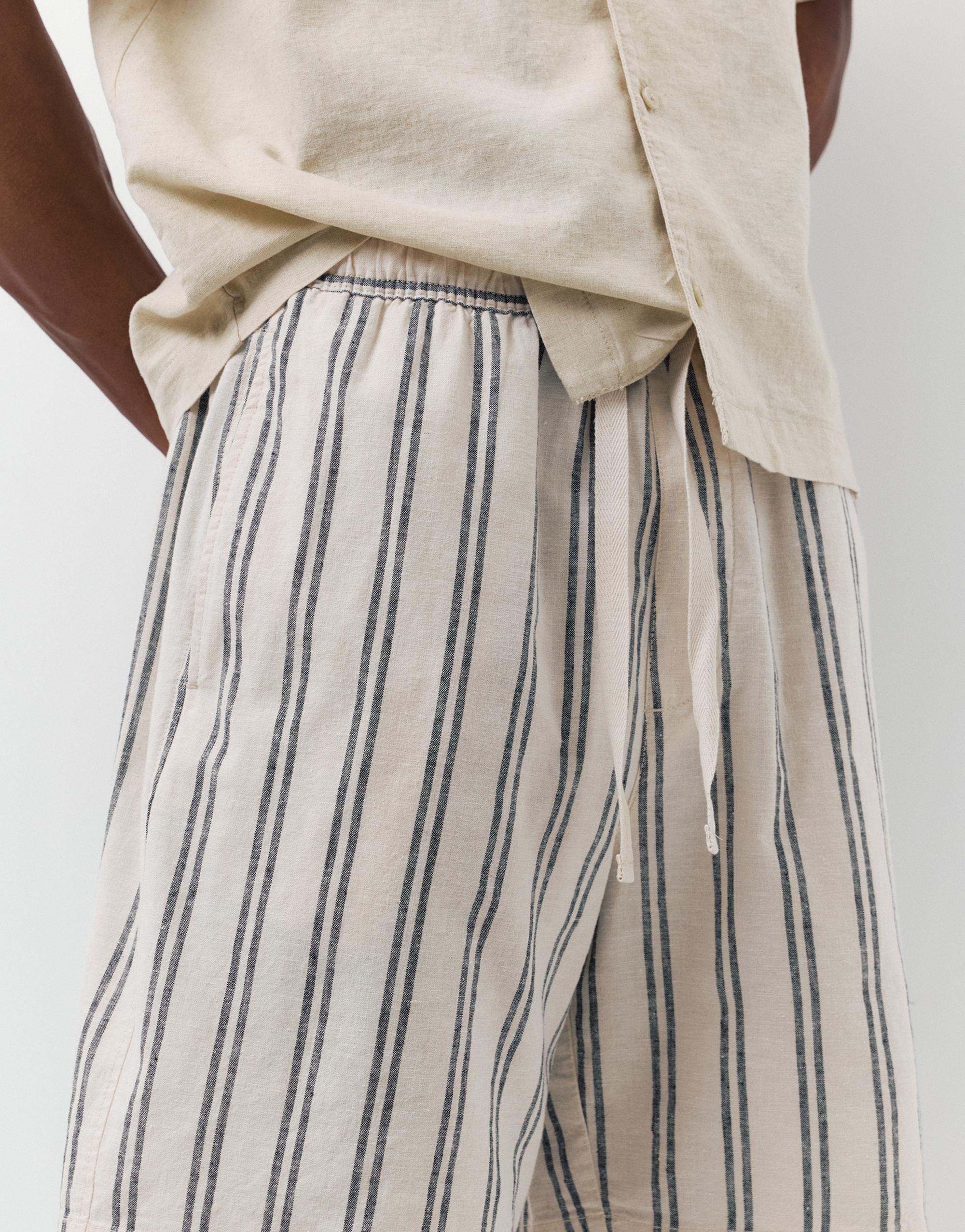 Linen blend jogger Bermuda shorts — White/Marble
