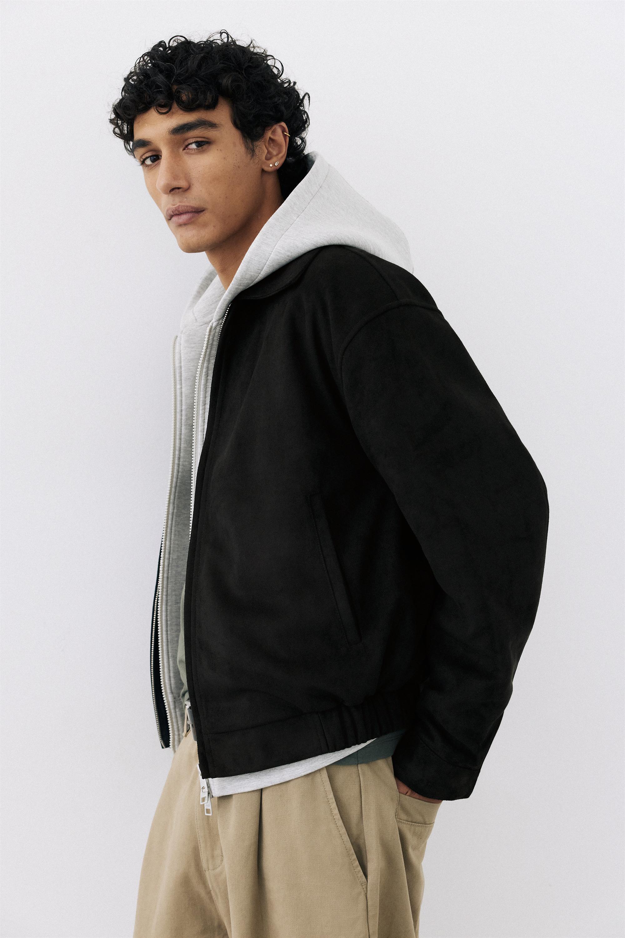 Faux suede jacket — Black