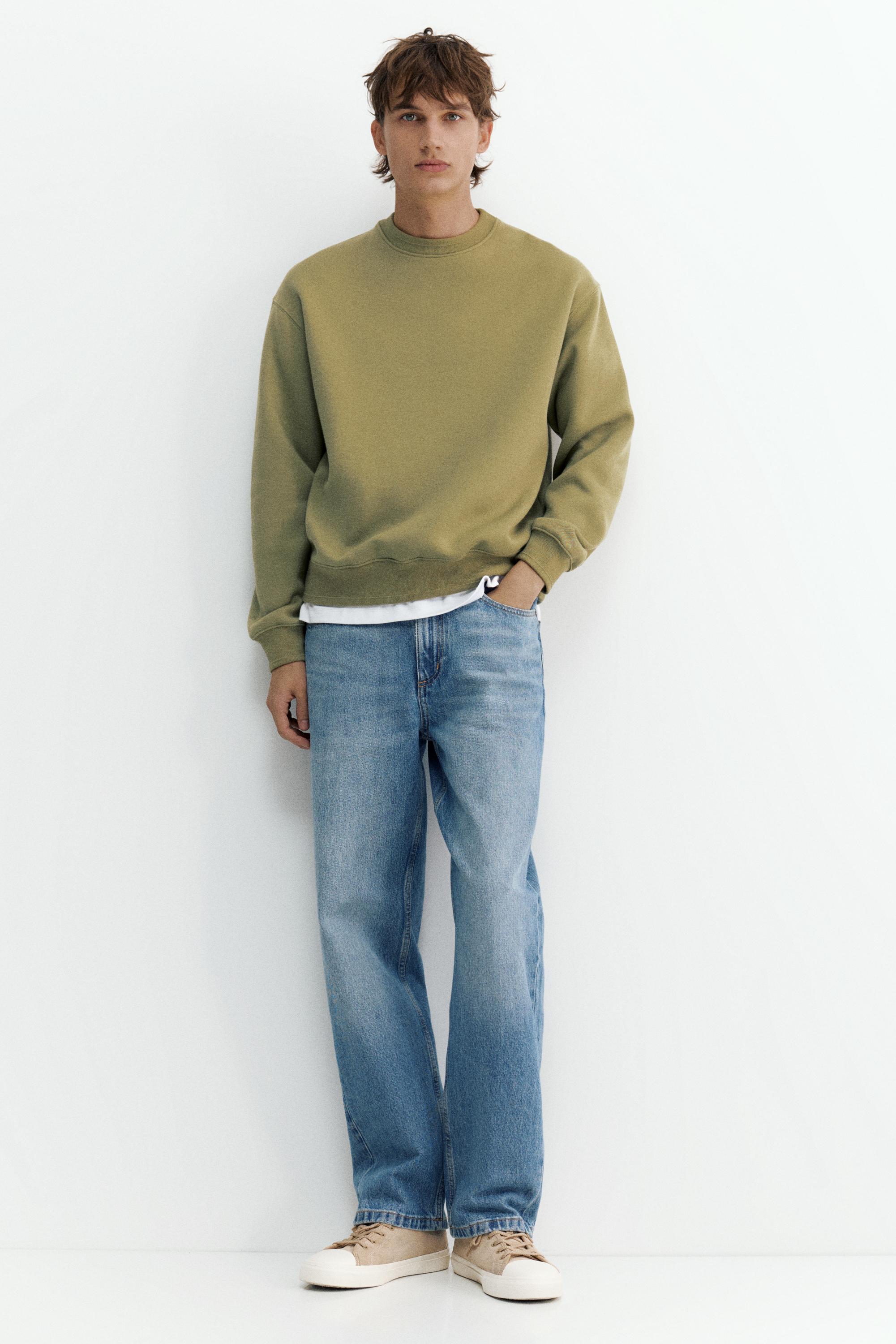 Relaxed fit round neck sweatshirt — Olive