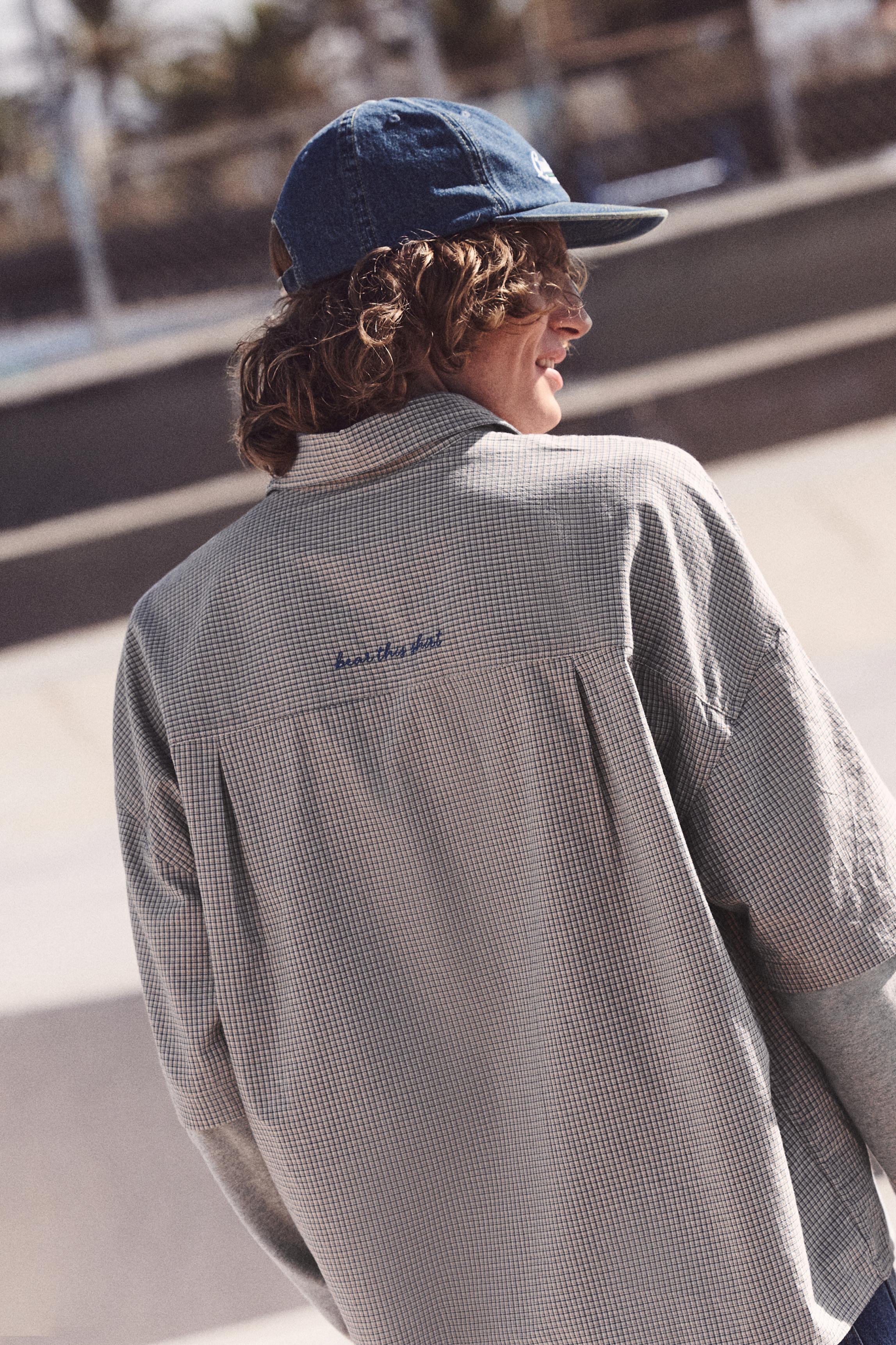 Double sleeve check shirt — Sand/Blue