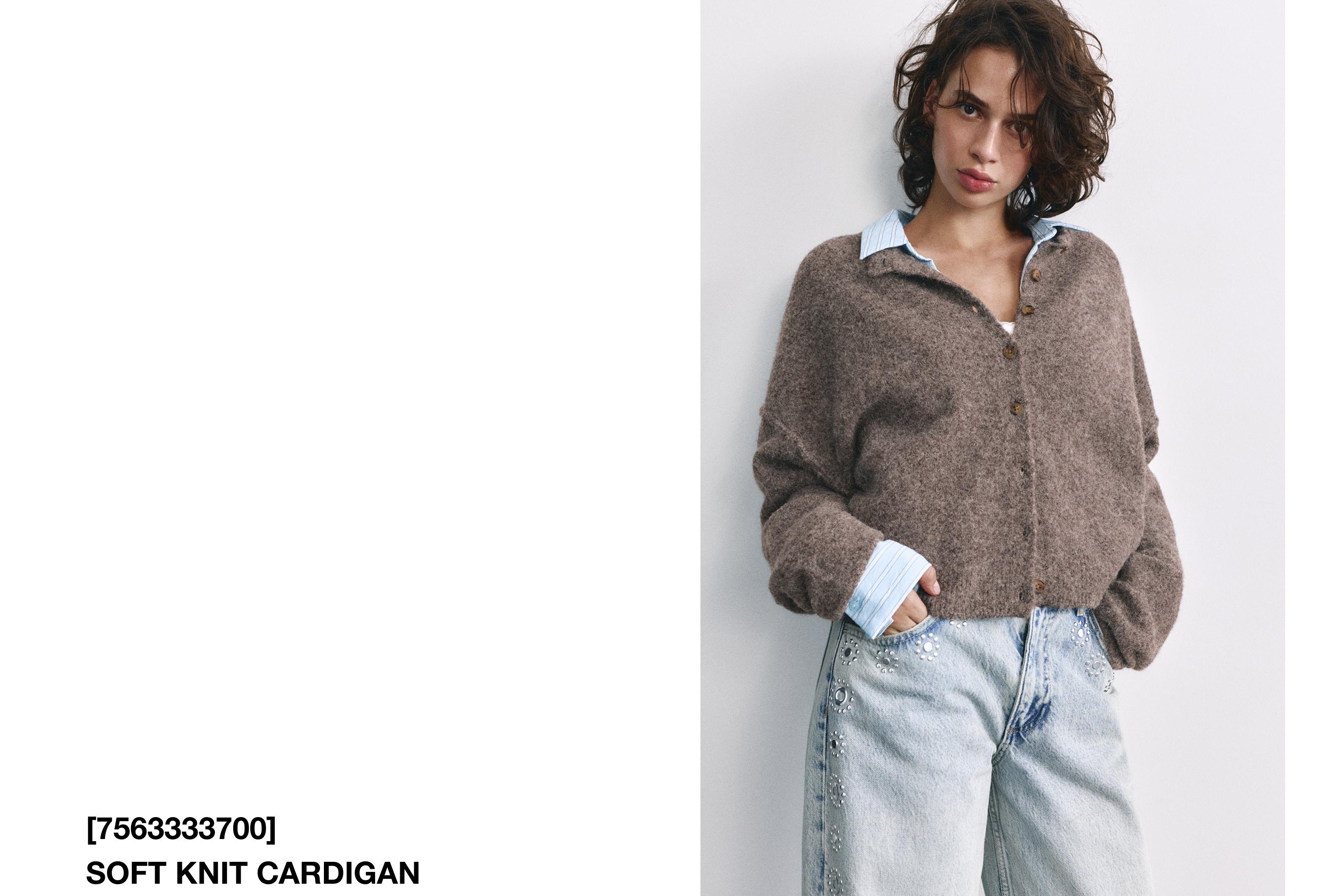 Soft knit cardigan — Brown