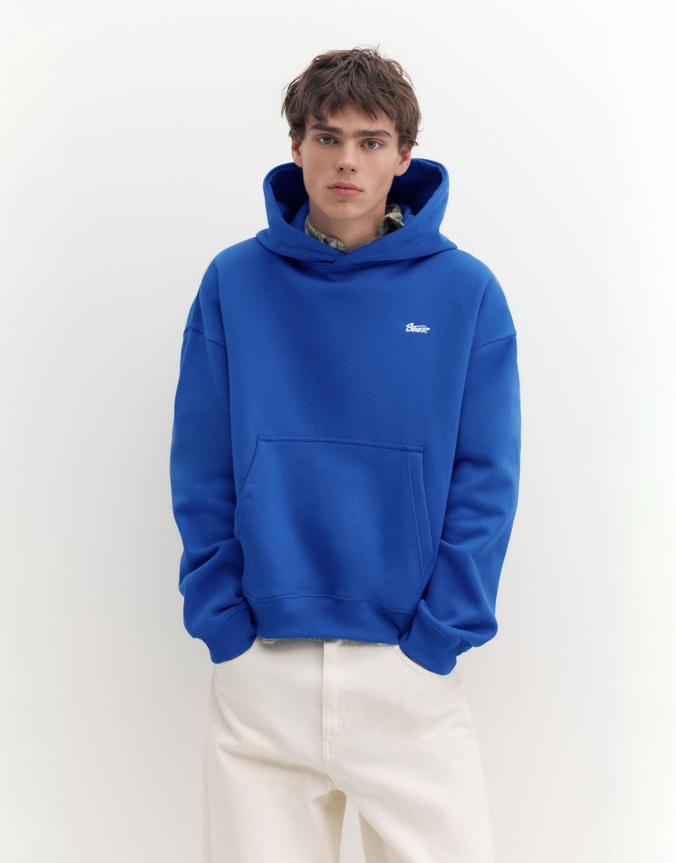 STWD logo boxy hoodie — Deep blue