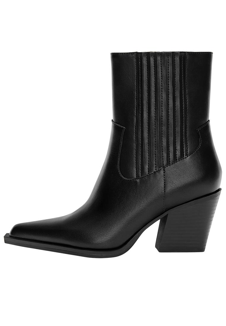 Cowboy heel ankle boots — Black