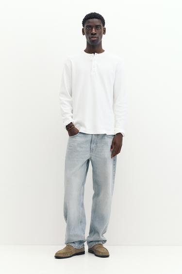 Long sleeve Henley T-shirt — White 4