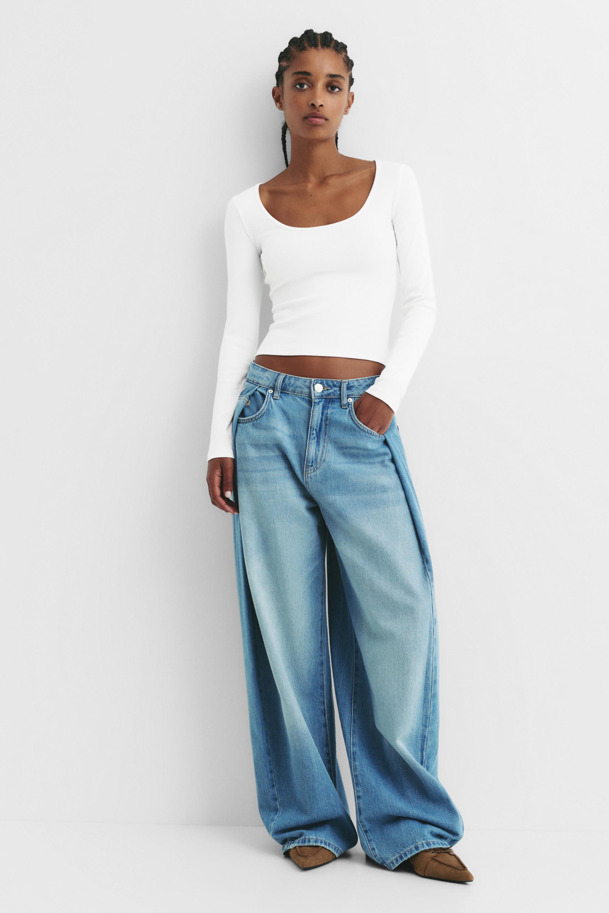 Ribbed round neck T-shirt — White