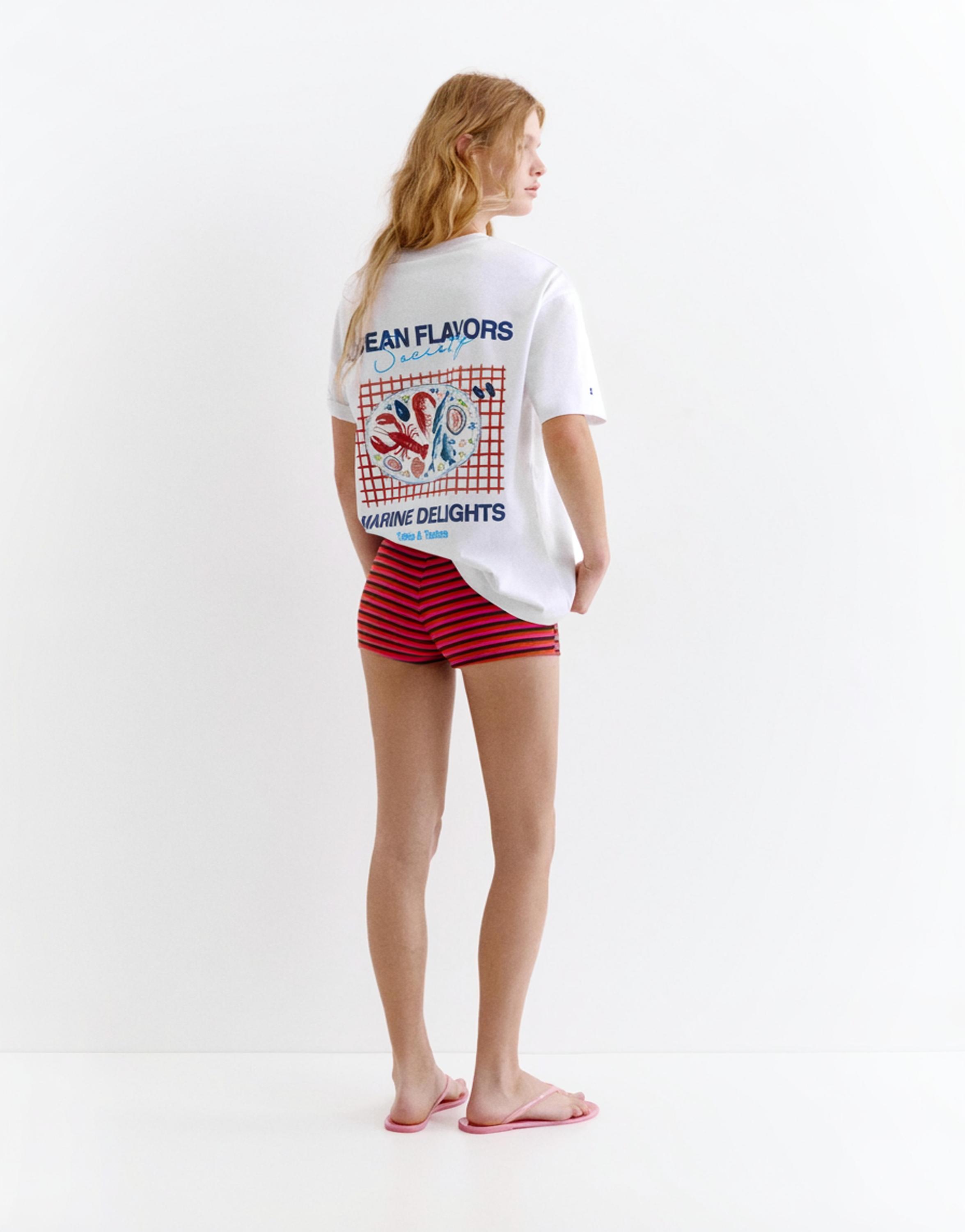 Istakoz grafik baskılı t-shirt - Görsel 17
