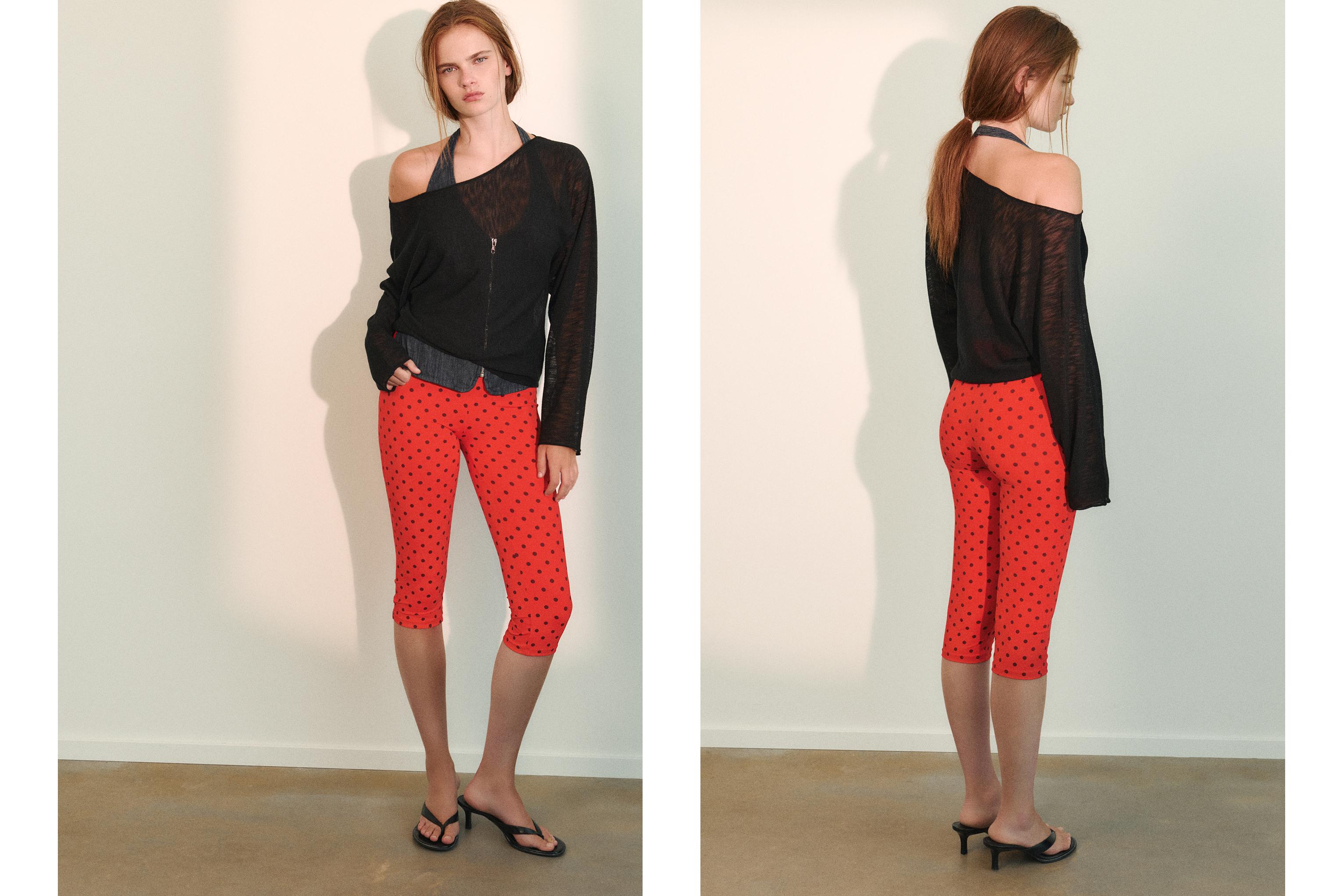 Polka dot capris — Red