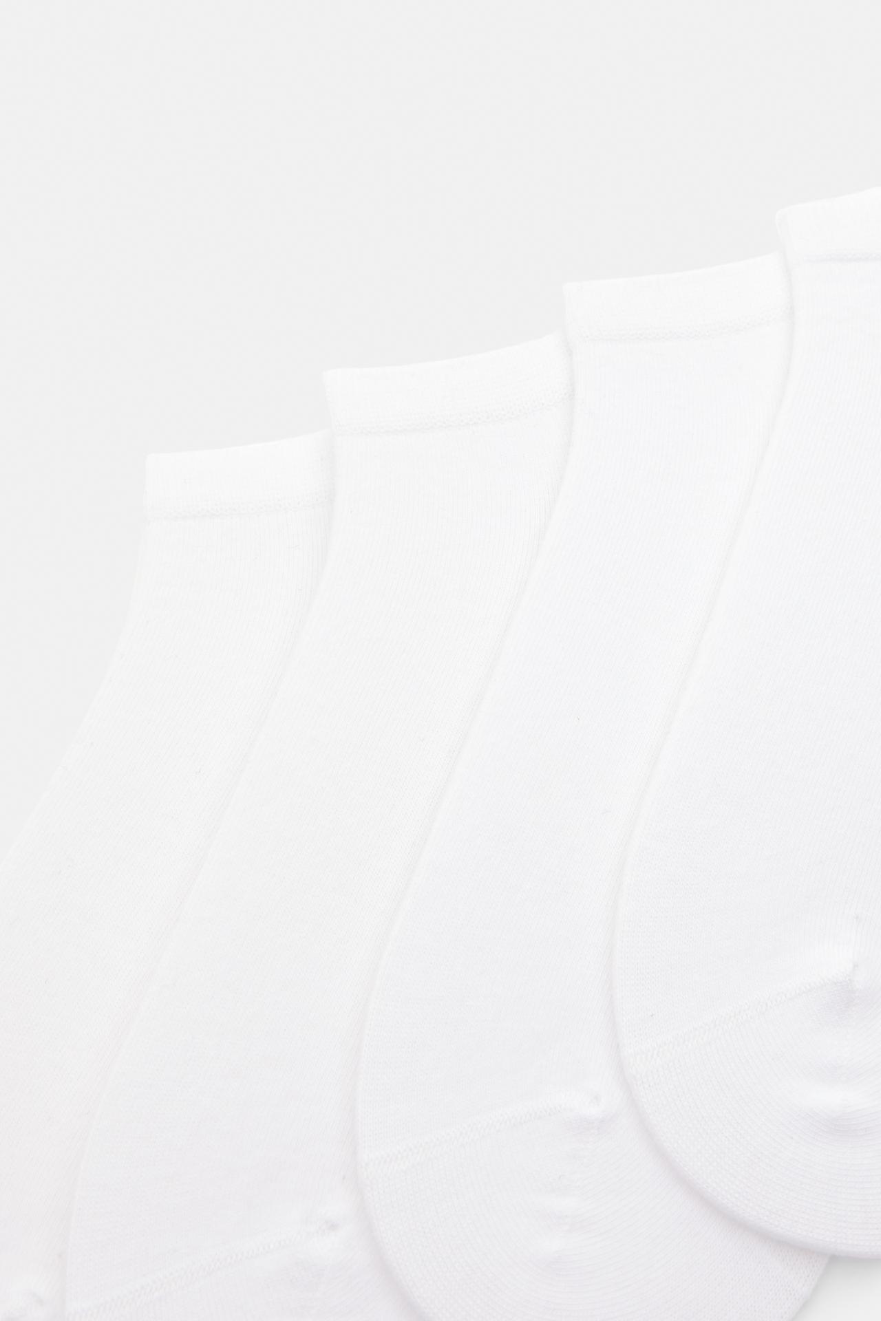 4-pack of short white socks — White