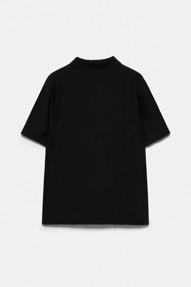 Textured short sleeve polo shirt — Black 2