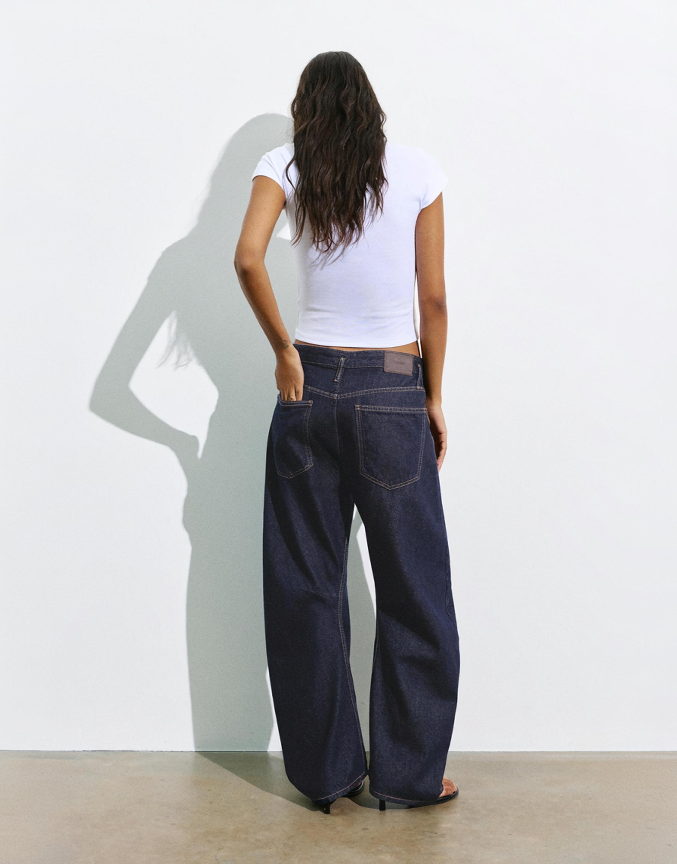 Low-rise barrel jeans — Navy