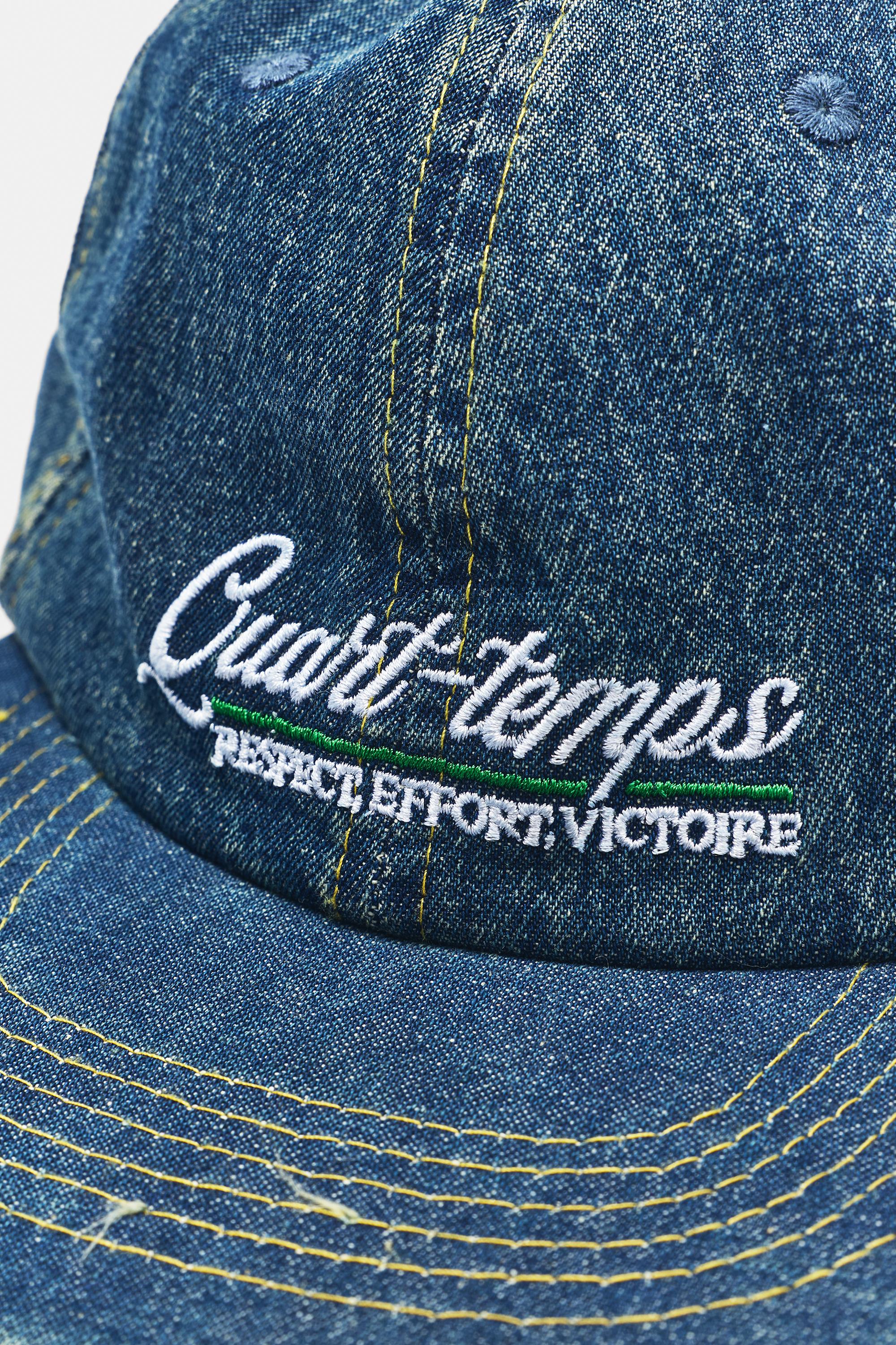 Embroidered denim cap — Blue