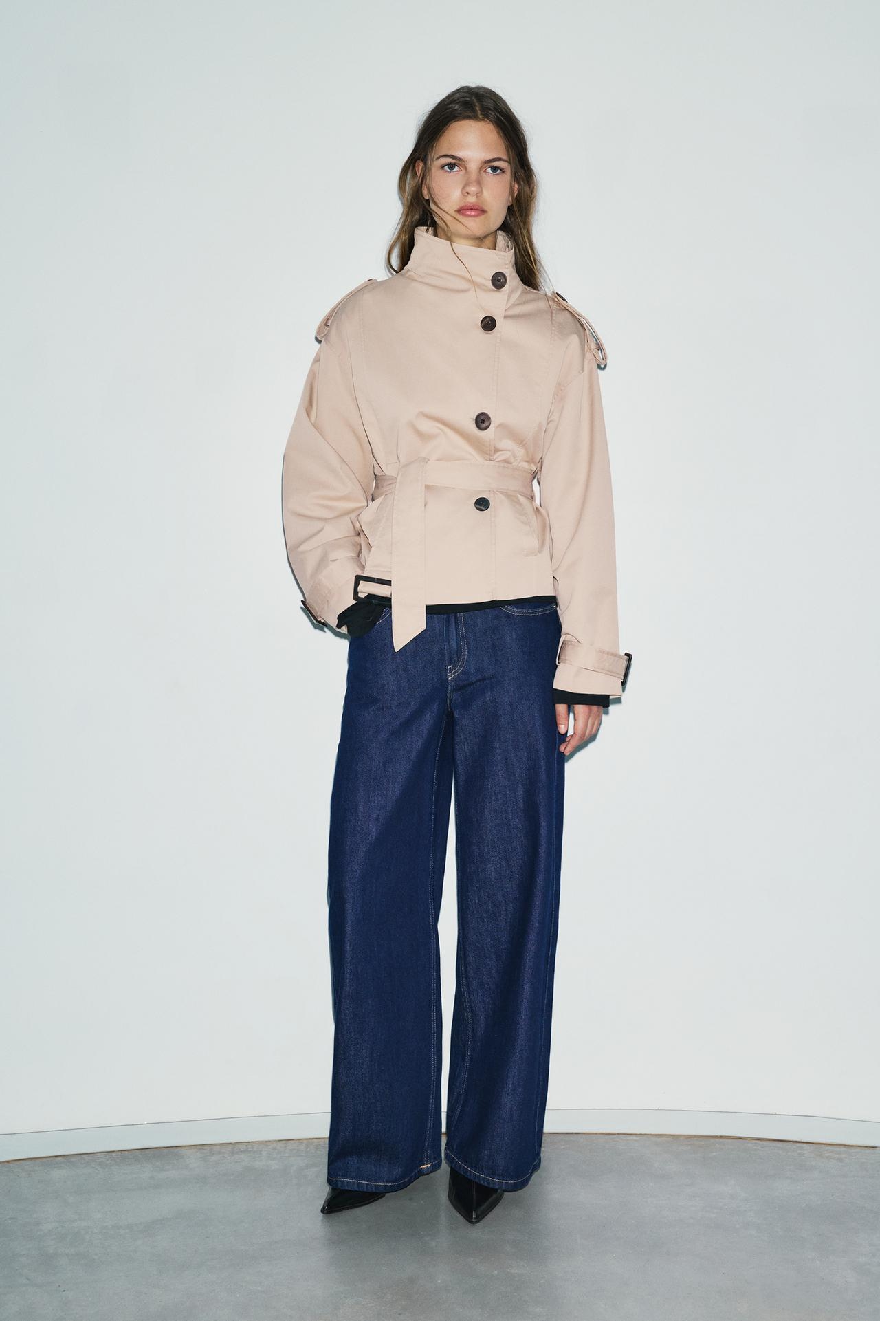Short belted trench coat — Ecru