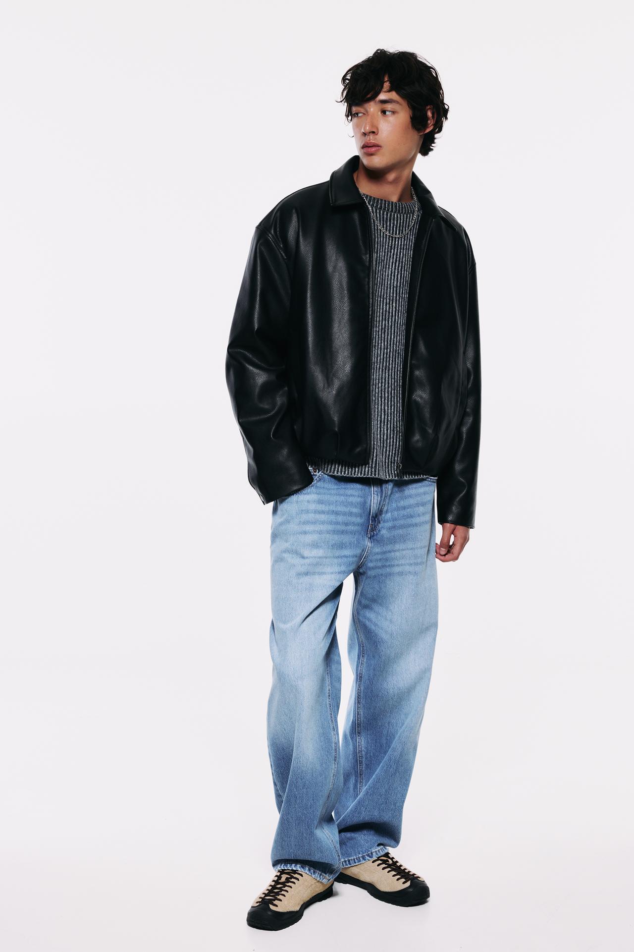 Leather-effect jacket — Black