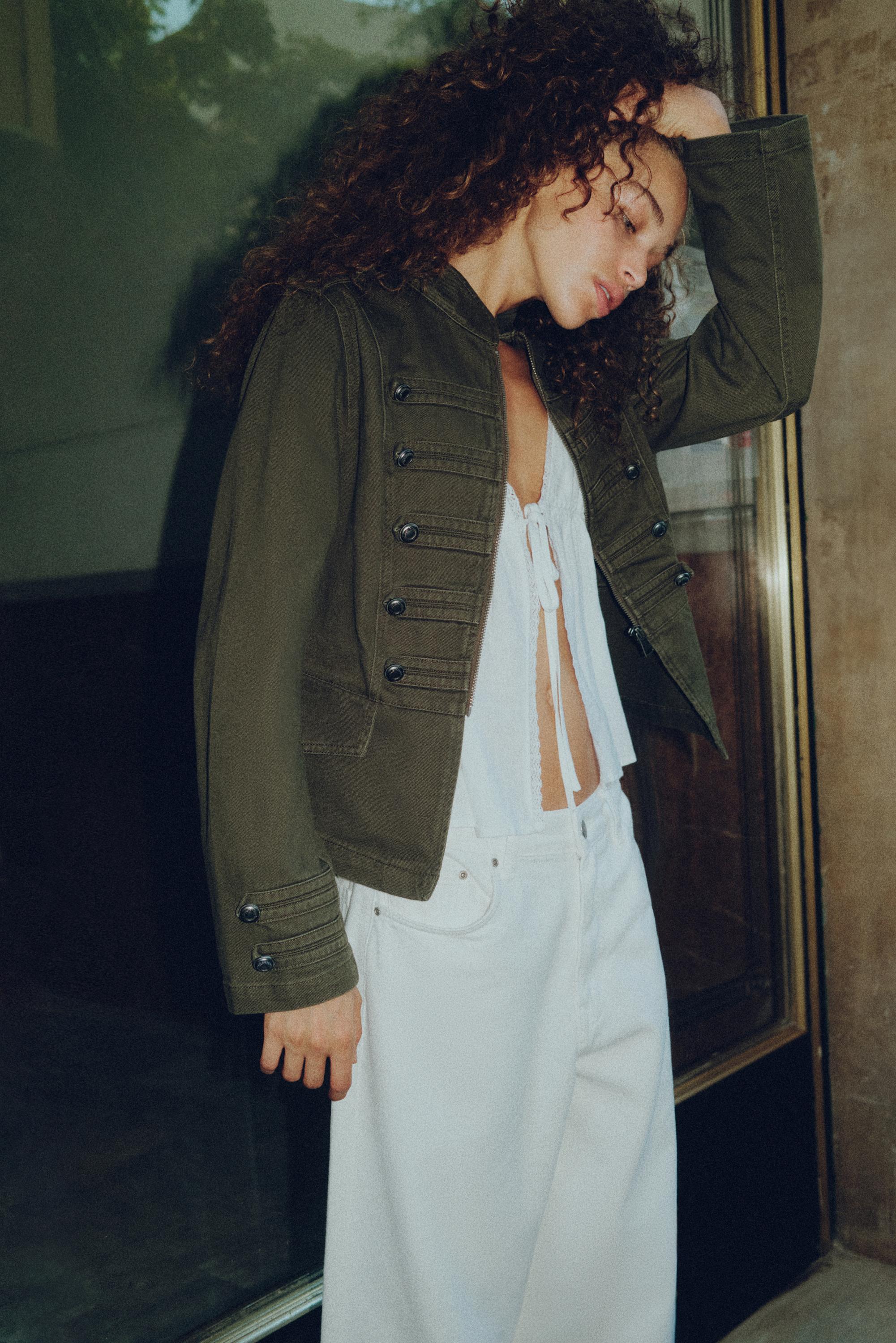 Fitted toggle button jacket — Dark khaki