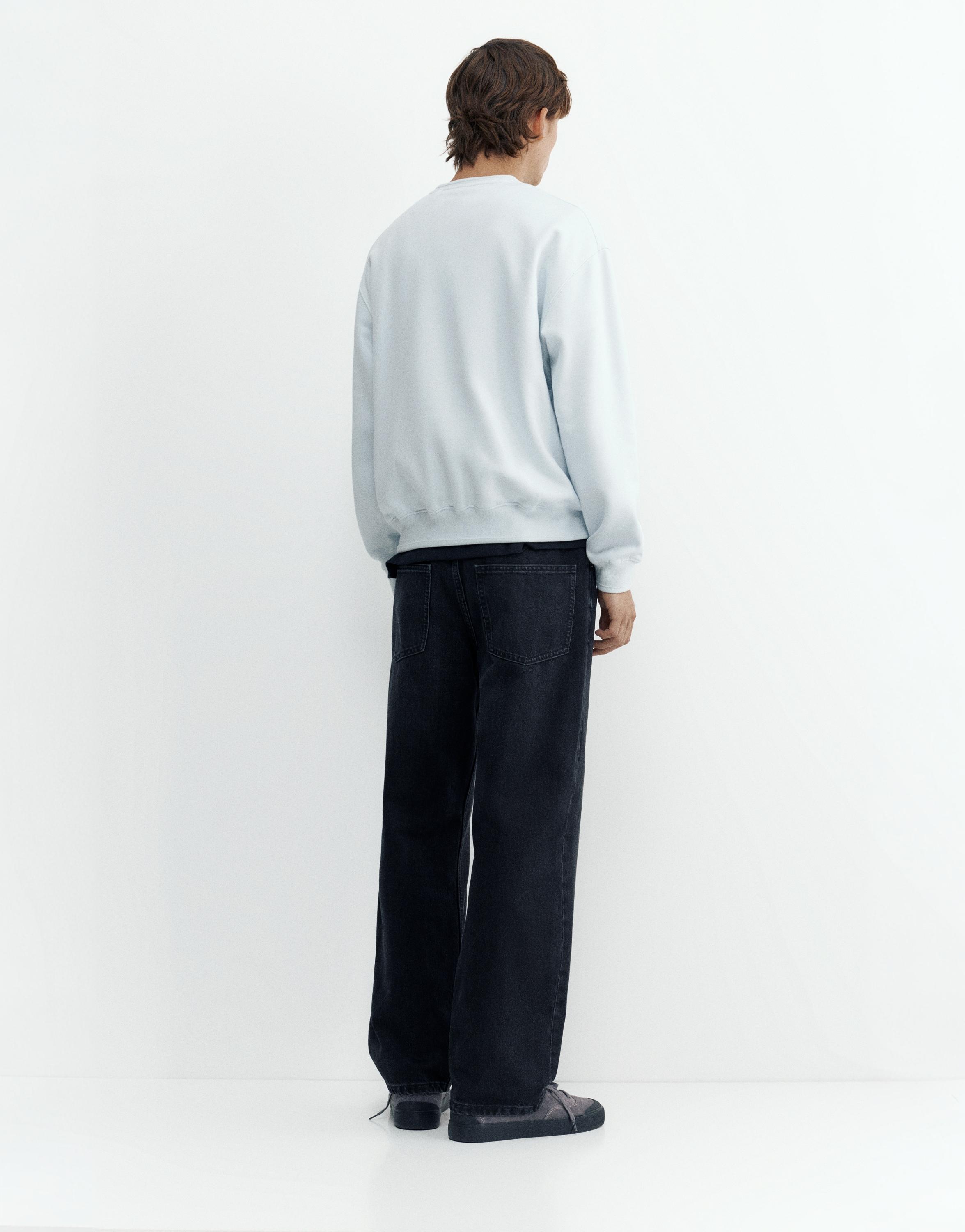 Relaxed fit round neck sweatshirt — Sky blue