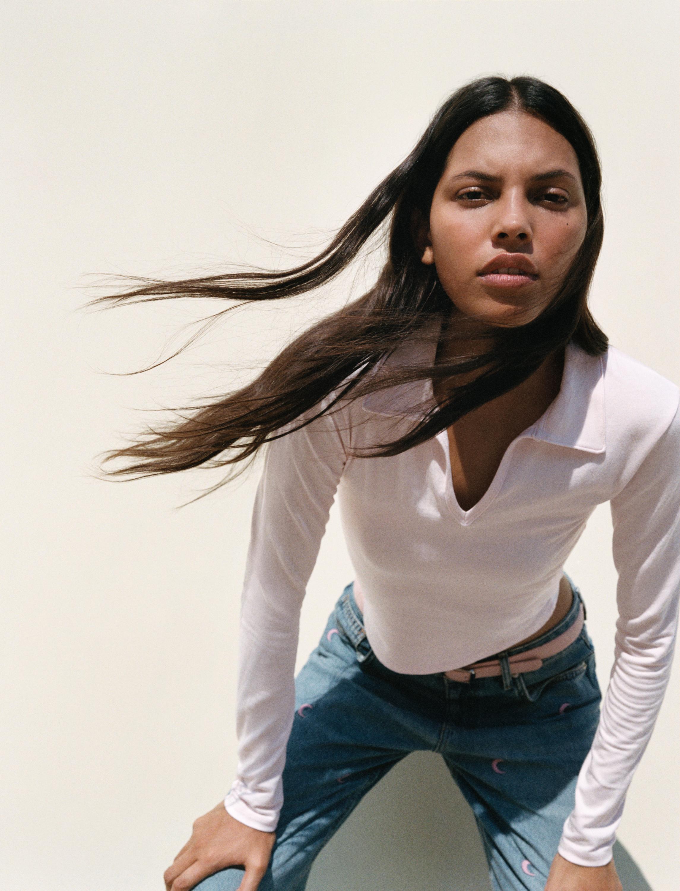 Cropped polo shirt — Rose pink
