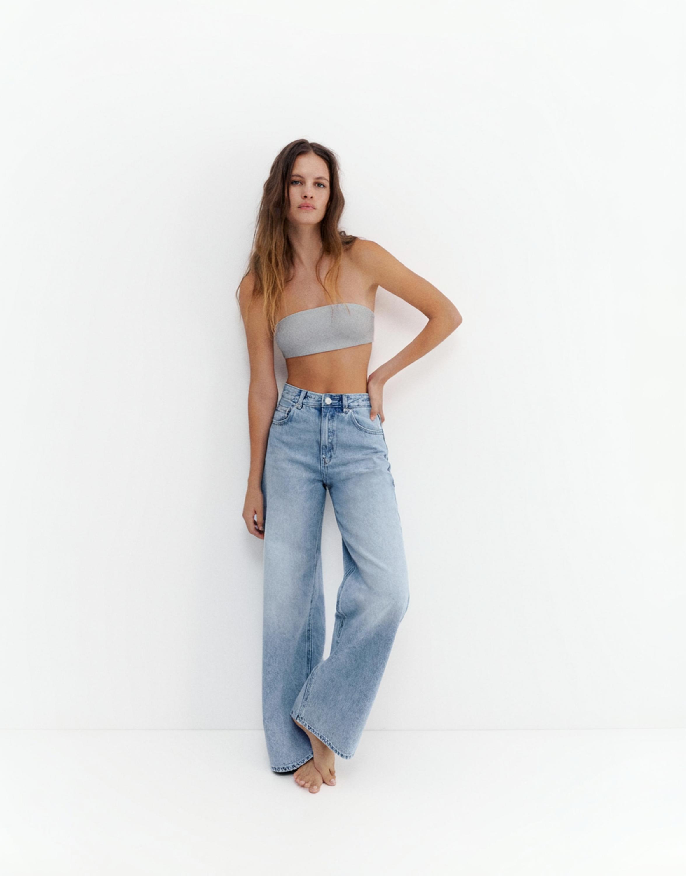 High-waist wide-leg jeans — Pale blue