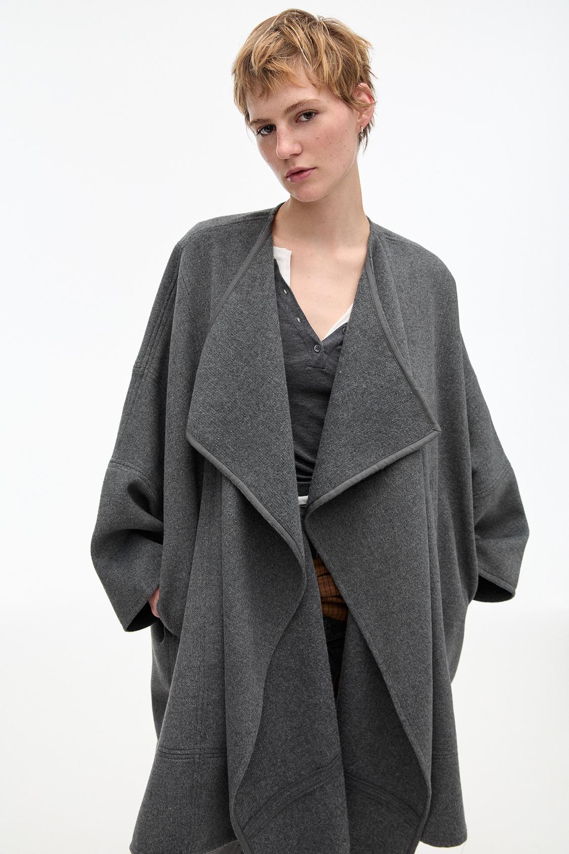 Mäntel Zara Wollmantel Grau Wollmantel Oversize Mantel Grau
