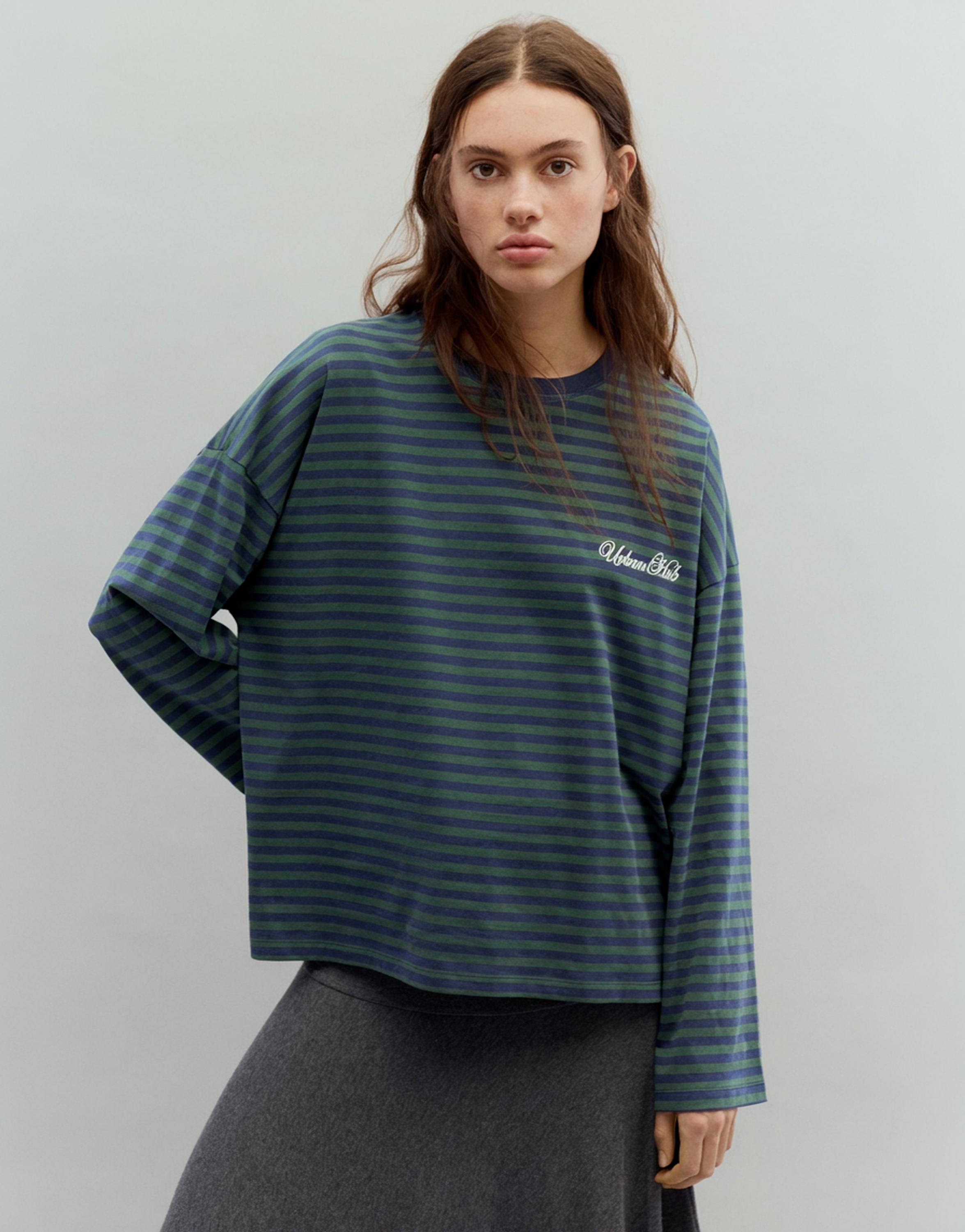 Yazılı çizgili uzun kollu t-shirt - Görsel 24