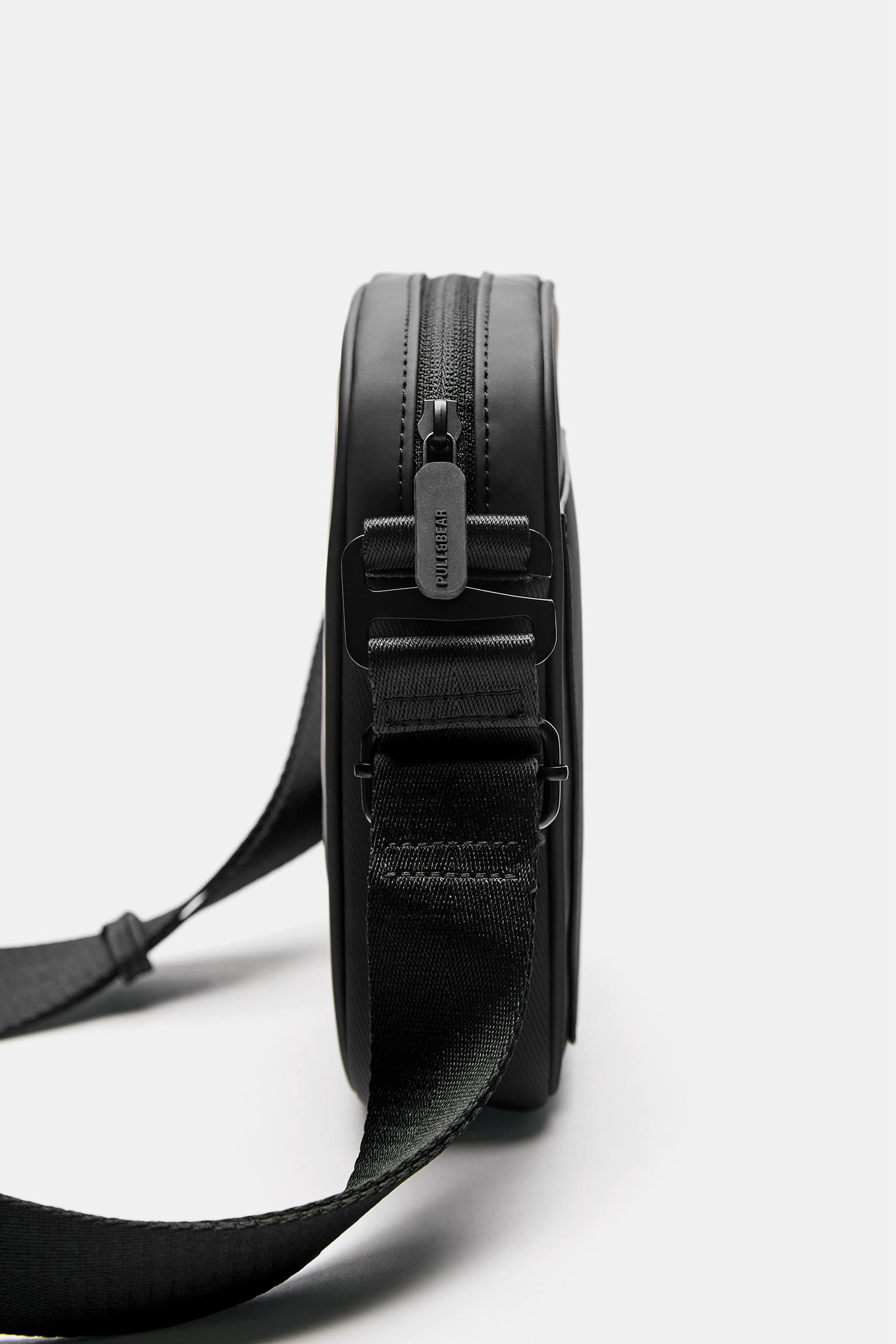 Rubberised crossbody bag — Black
