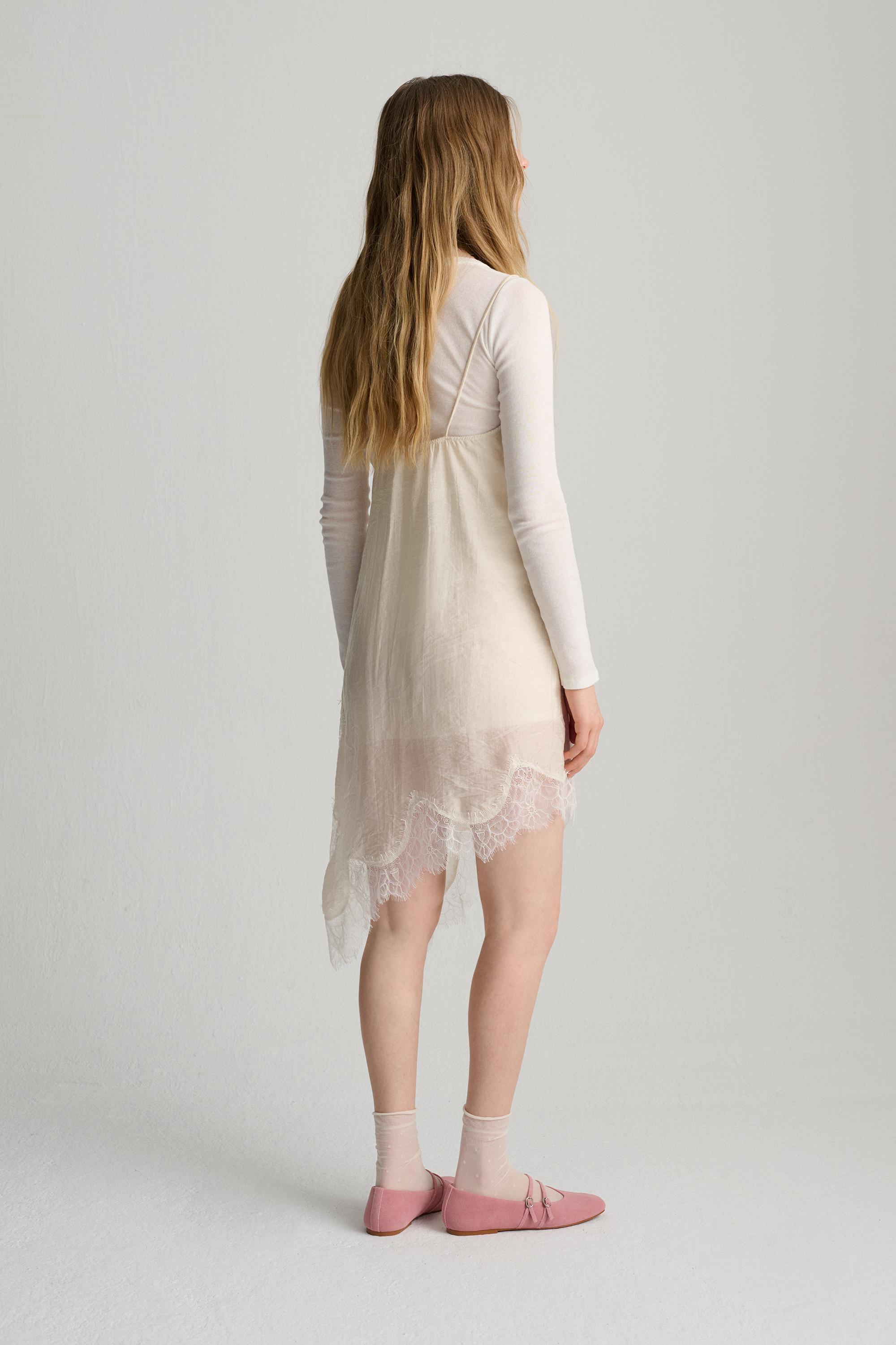 Combined camisole dress — Ecru