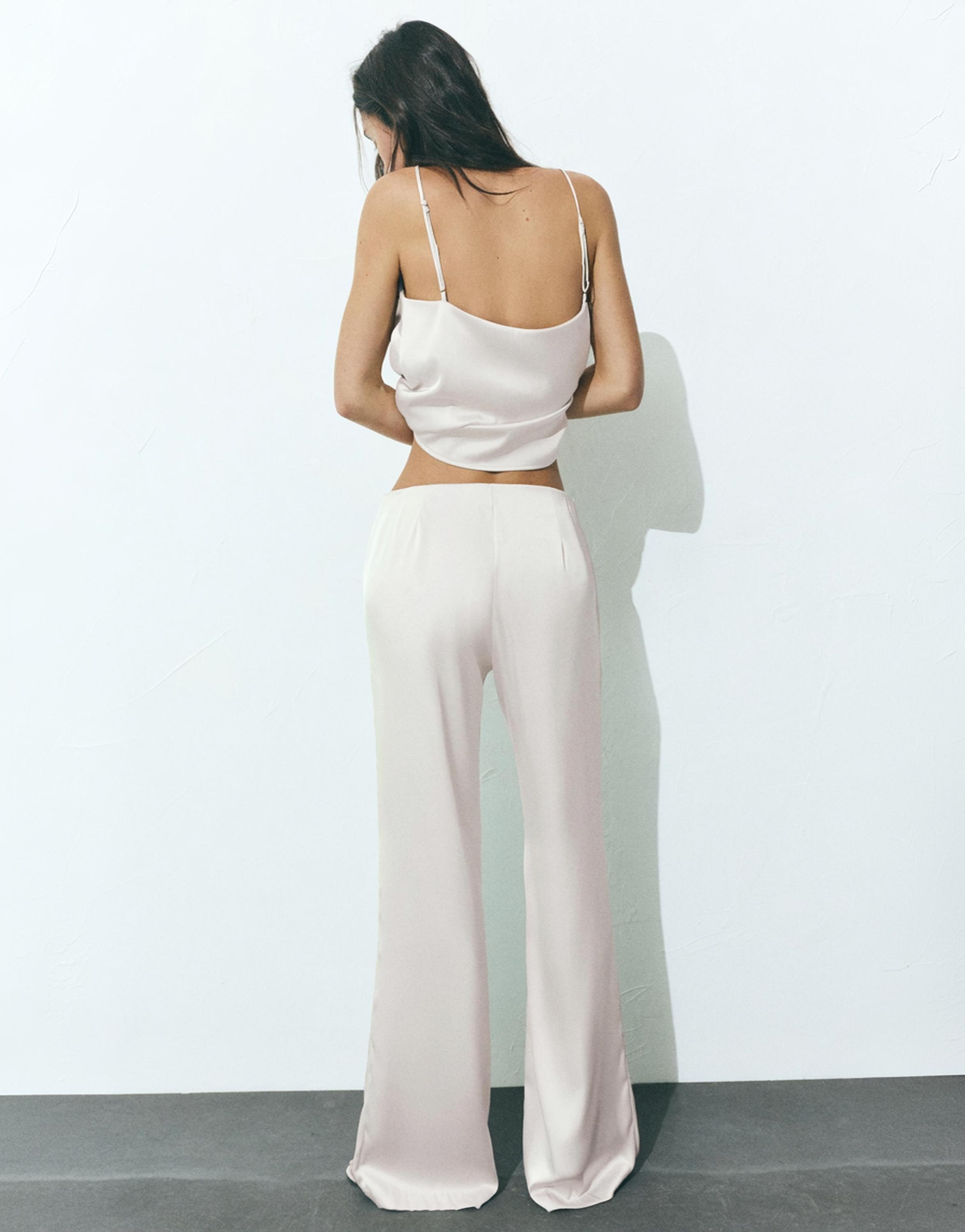 Saten yüzeyli düz kesim pantolon - Görsel 11