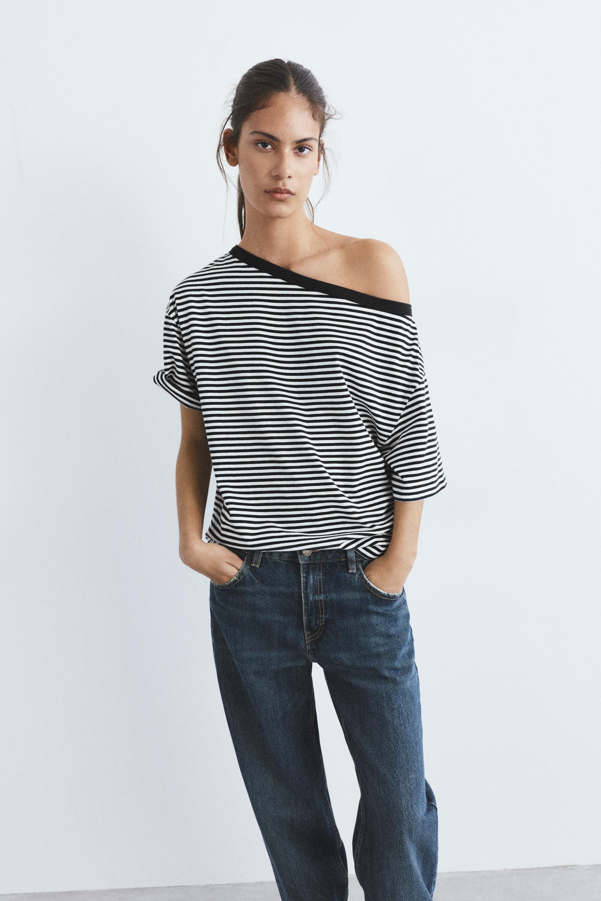 Asimetrik kısa kollu t-shirt - Görsel 38