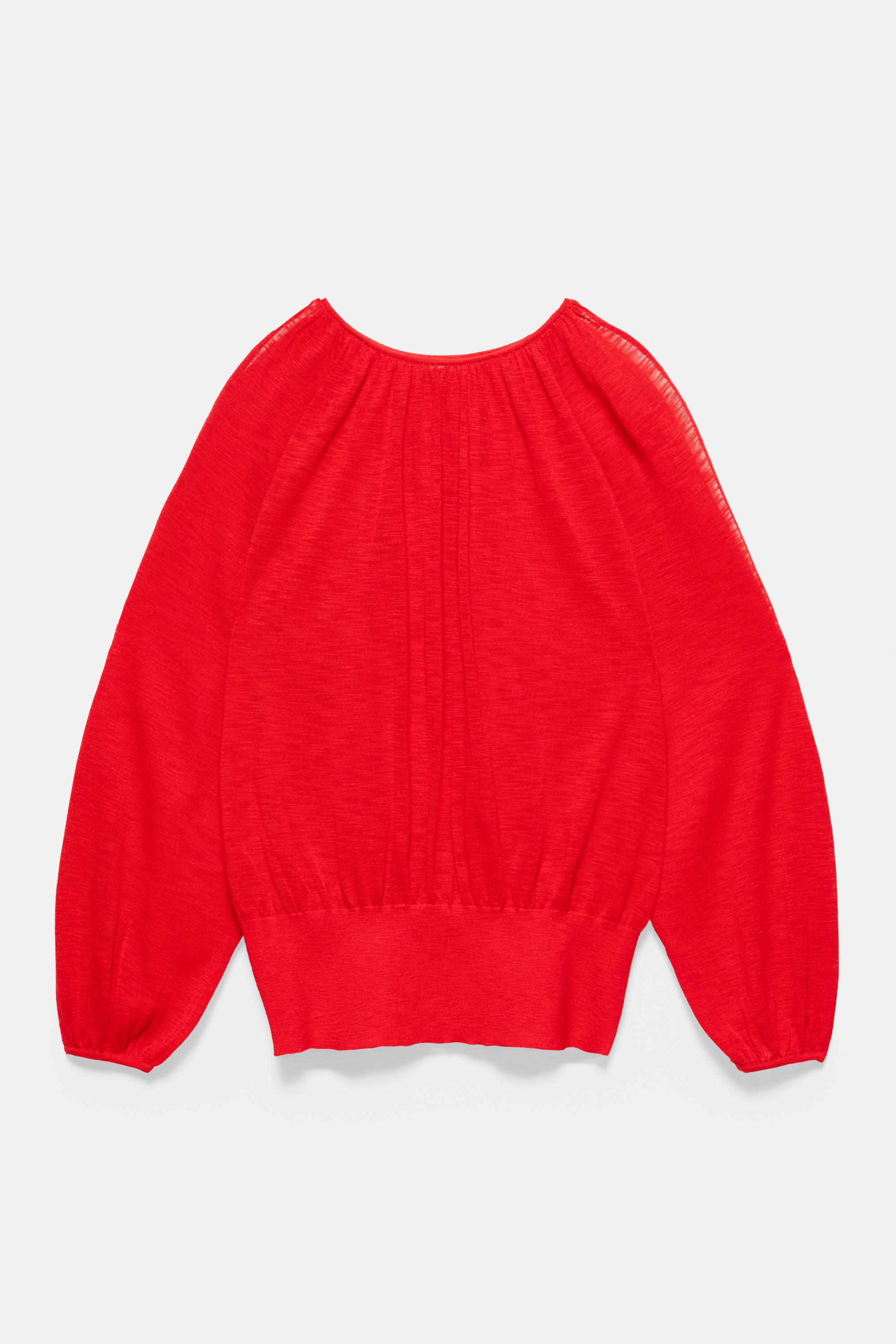 Fine knit cut-out top — Red