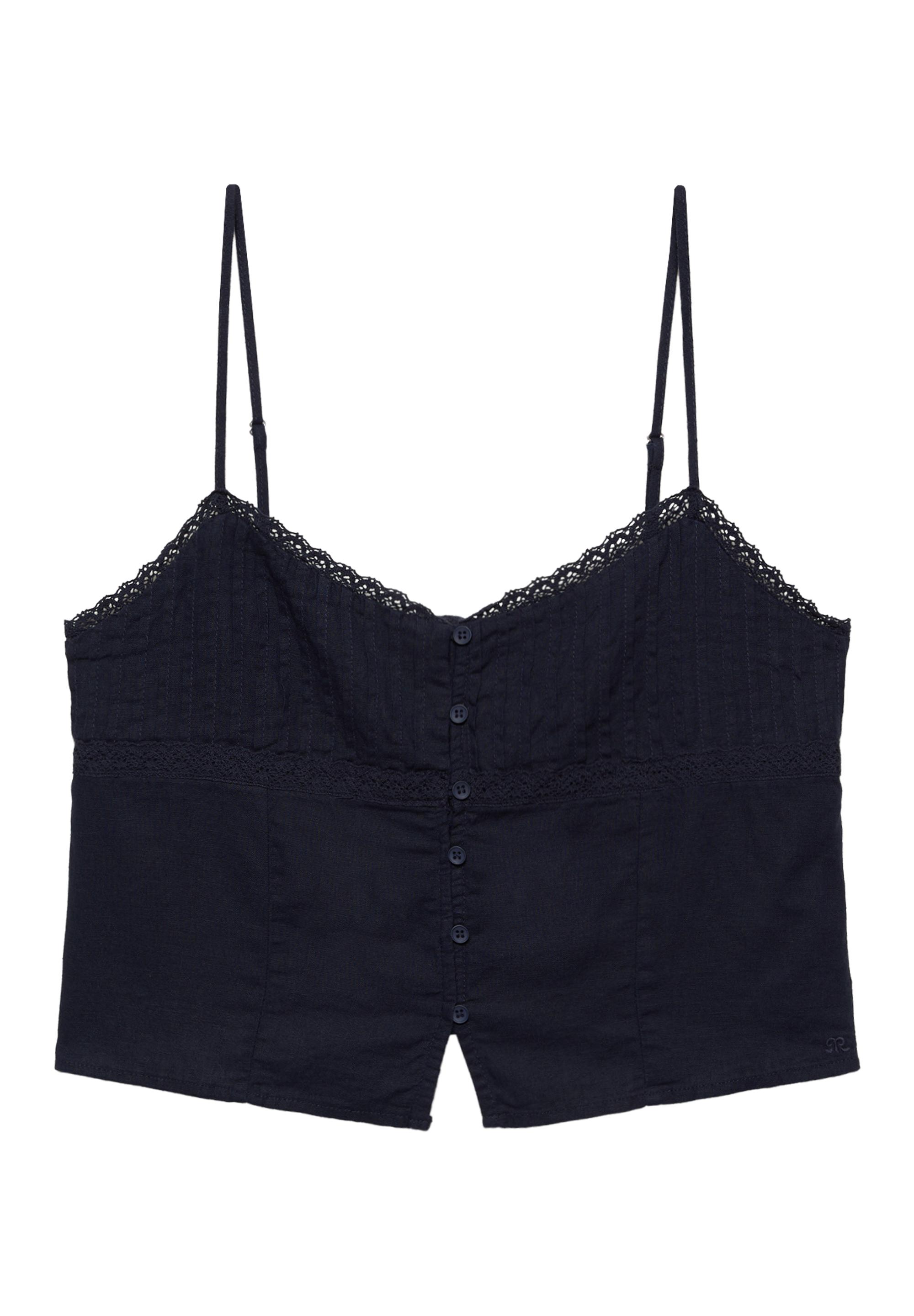 Linen blend camisole top — Navy