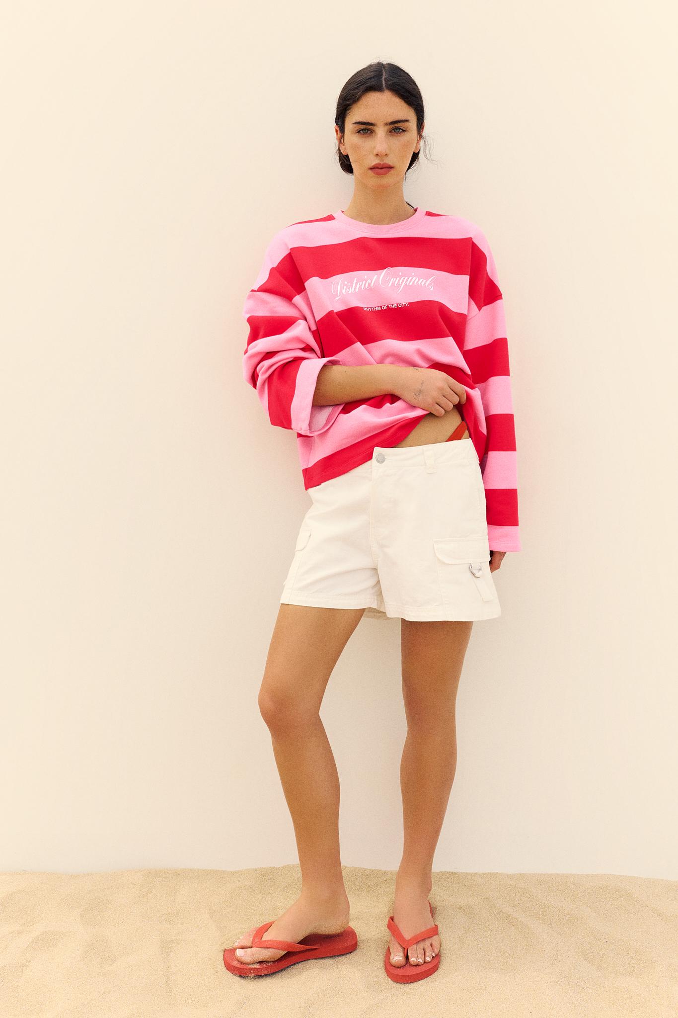 Oversize striped sweatshirt — Red