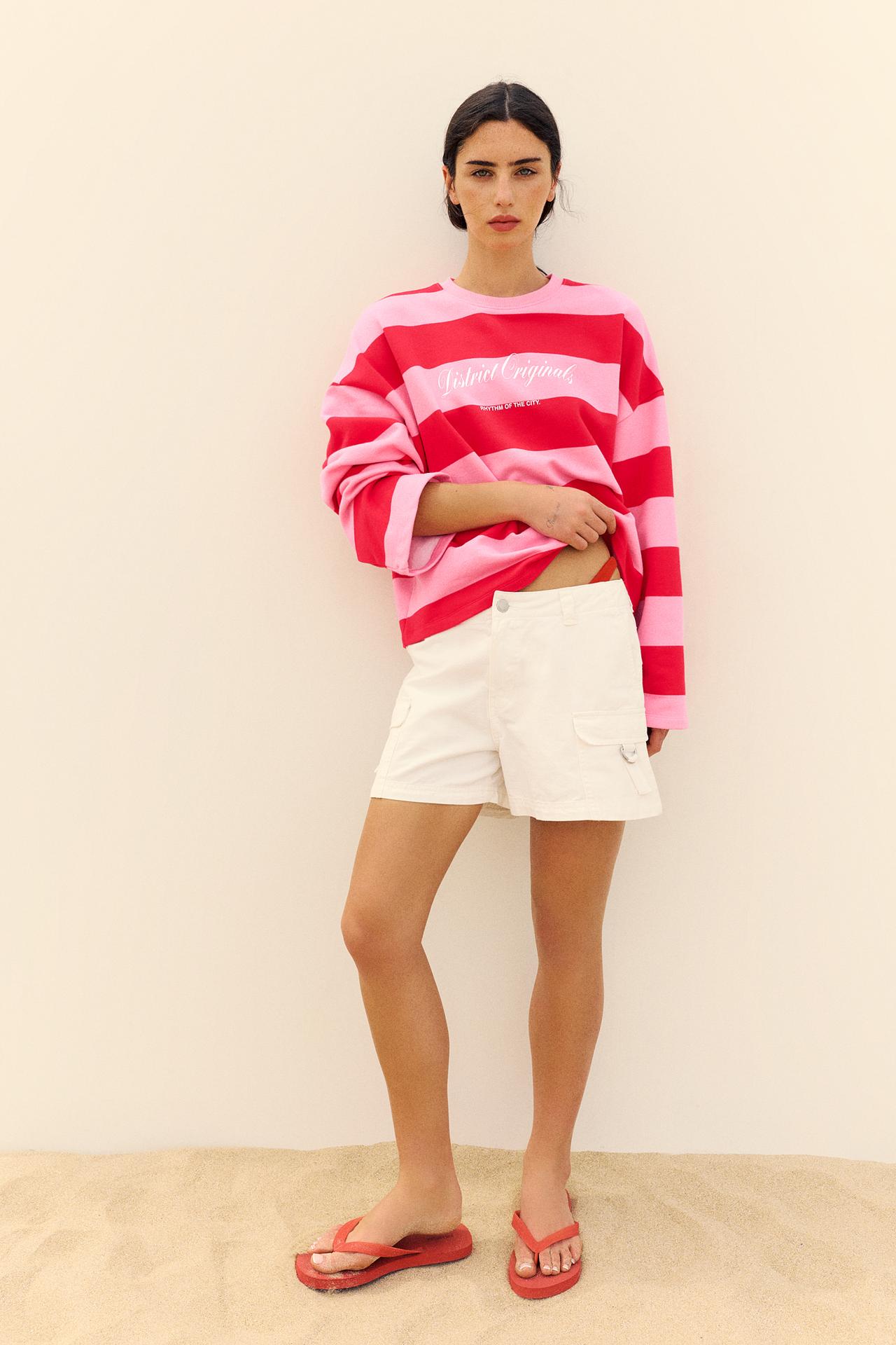 Oversize striped sweatshirt — Red