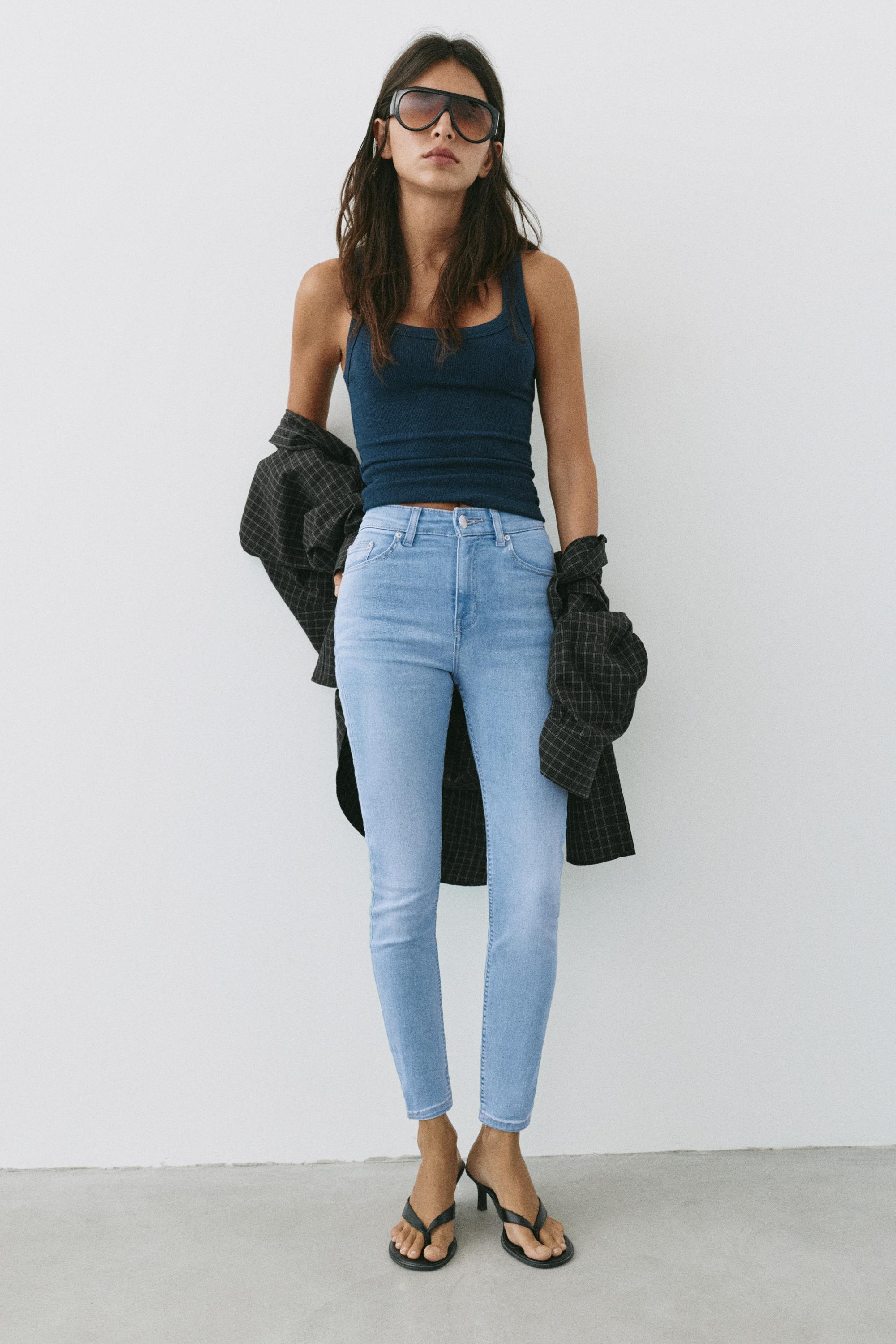 High-waist skinny jeans — Sky blue