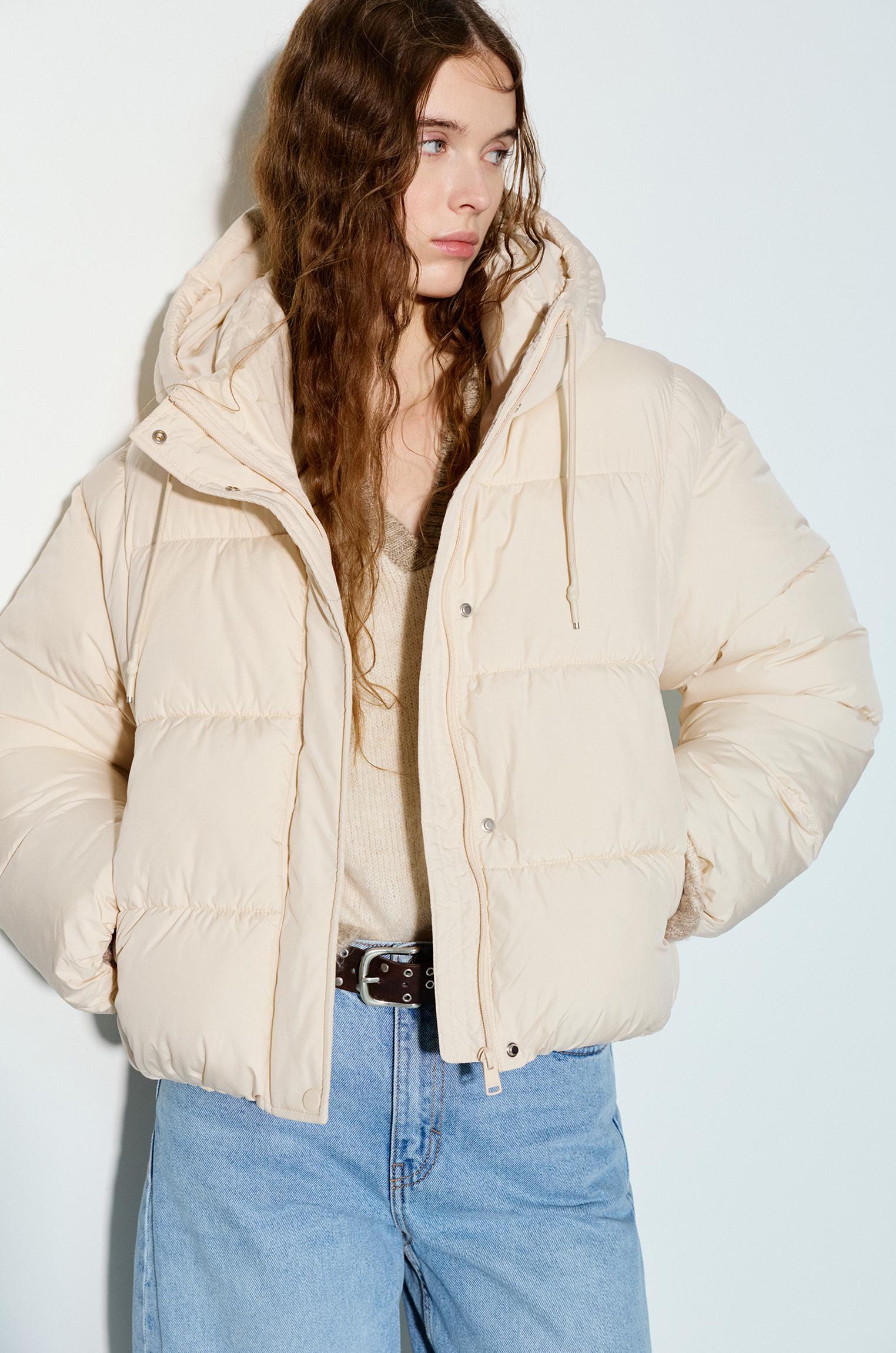 Hooded Padded Jacket — Ecru