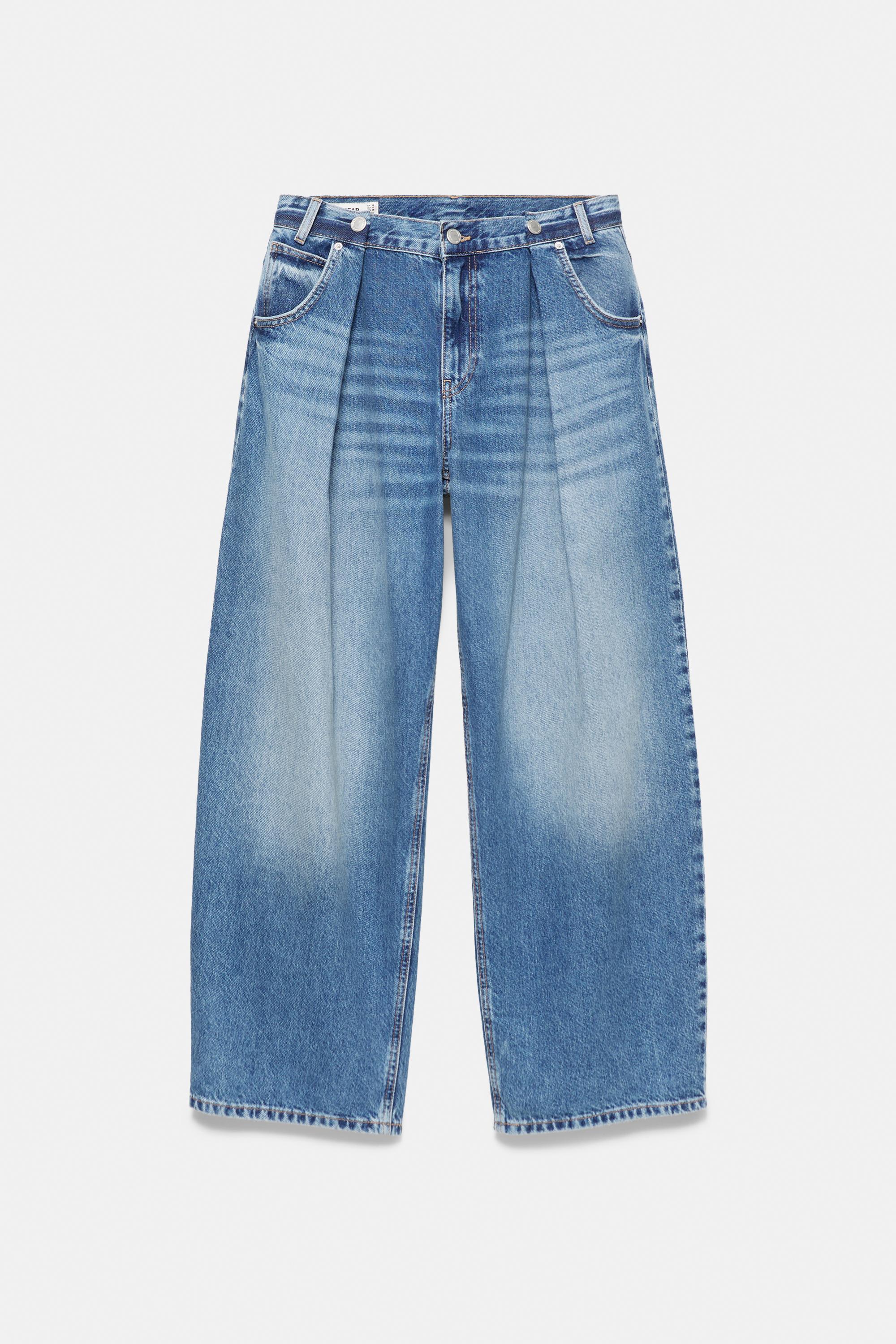 Pleated balloon-fit baggy jeans — Dark blue