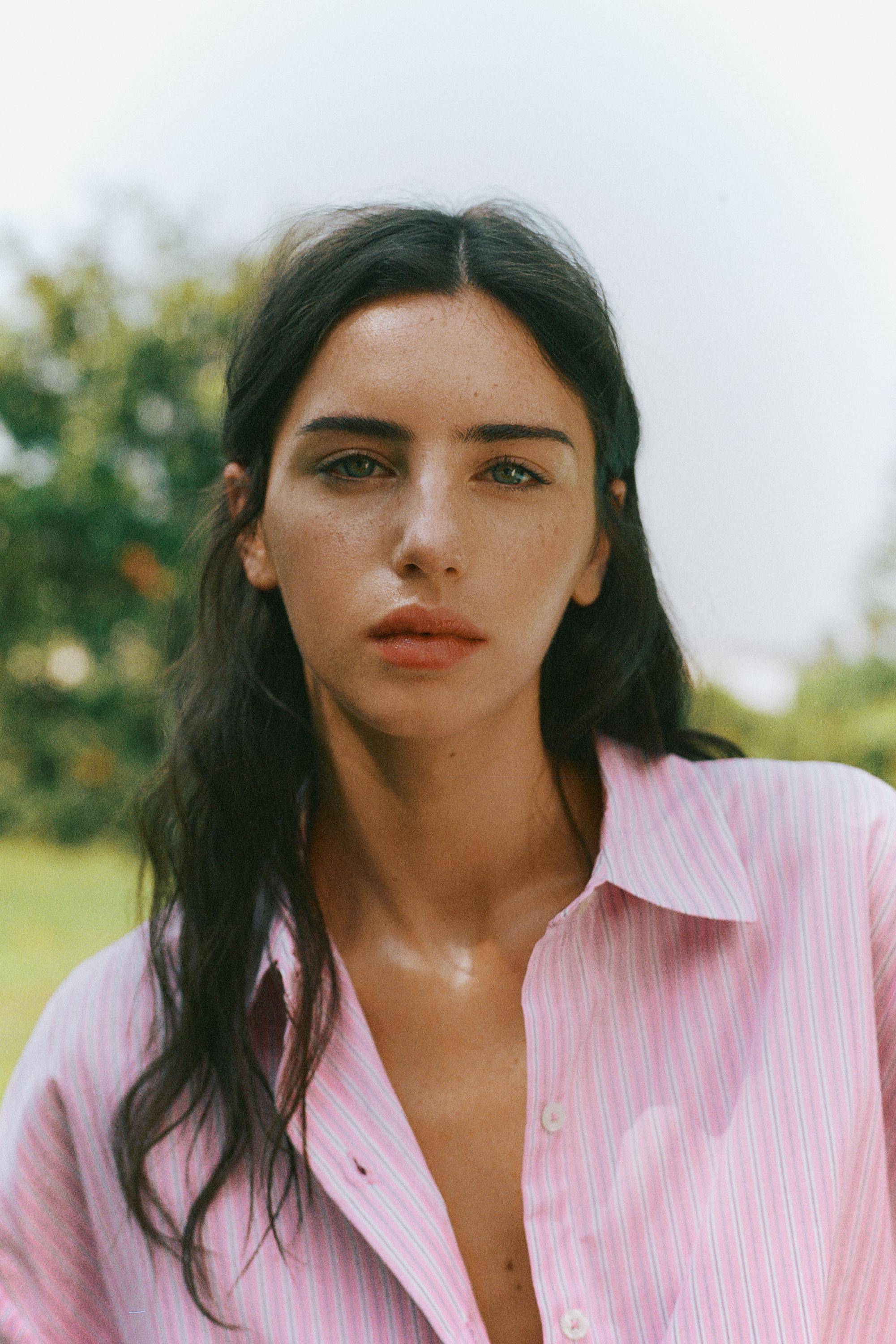 Striped oversized shirt — Pink