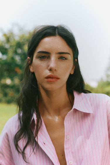 Striped oversized shirt — Pink 4