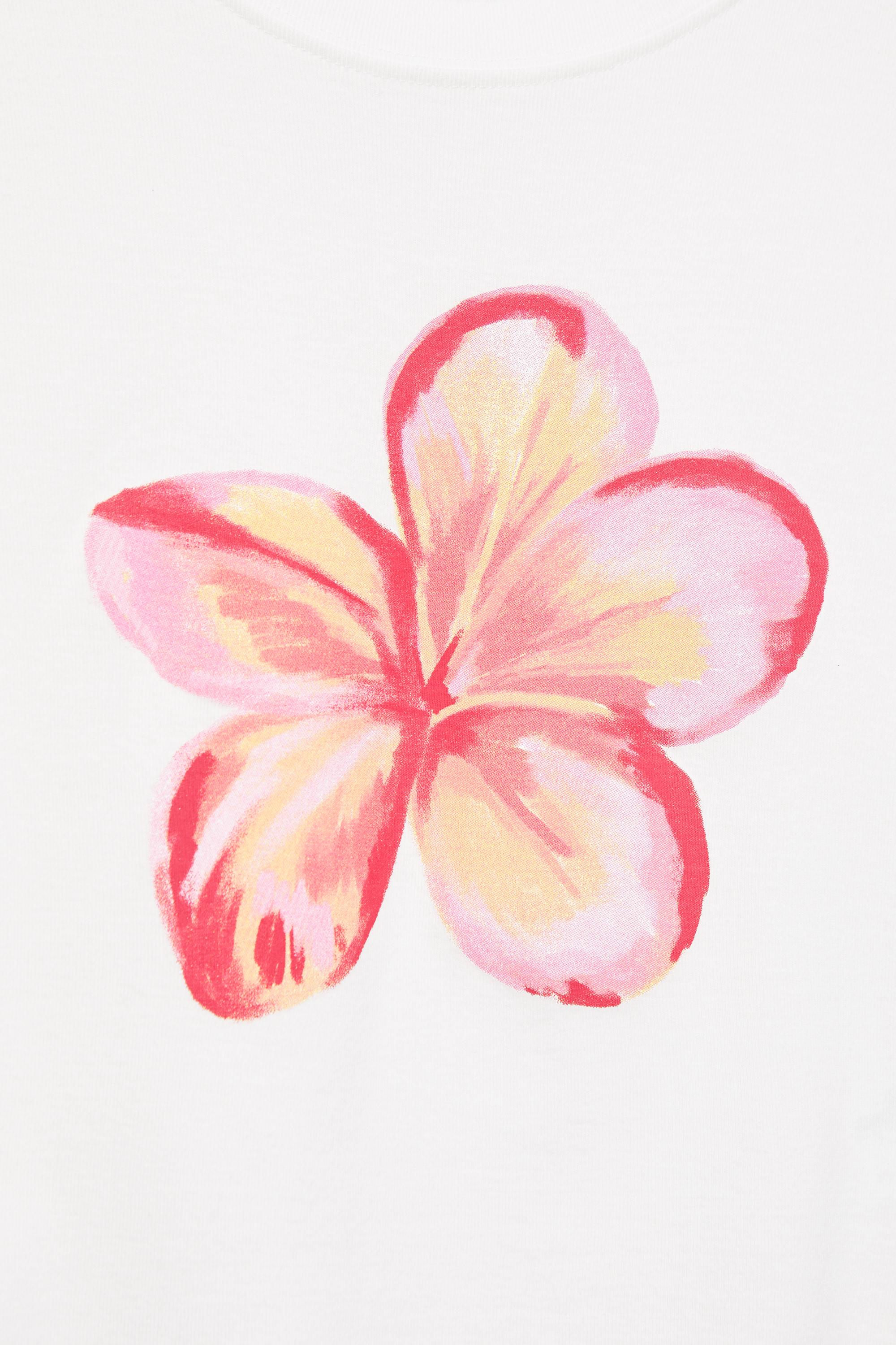 Hibiscus floral graphic T-shirt — Ice